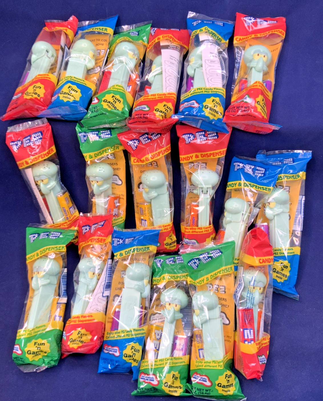 18x Squidward Tentacles PEZ Dispensers Sealed SpongeBob Collection Lot 