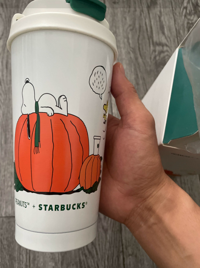  Starbucks Peanuts Snoopy Great Pumpkin Tumbler Stainless Steel Mug Halloween