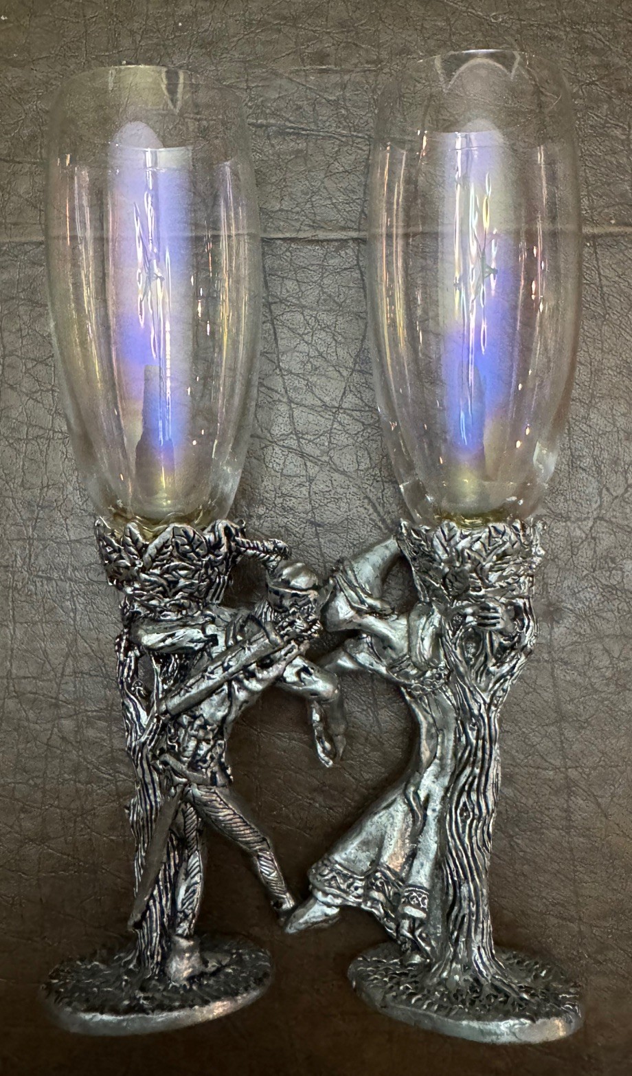 Fellowship Foundry Robinhood and Maid Marion  champagne flute Renaissance Pewter