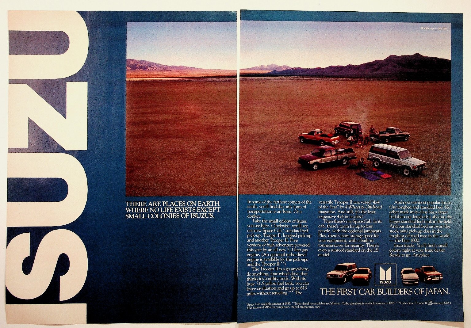 1985 Isuzu Trooper II Space Cab Pick-up Vintage Magazine Ad Ephemera