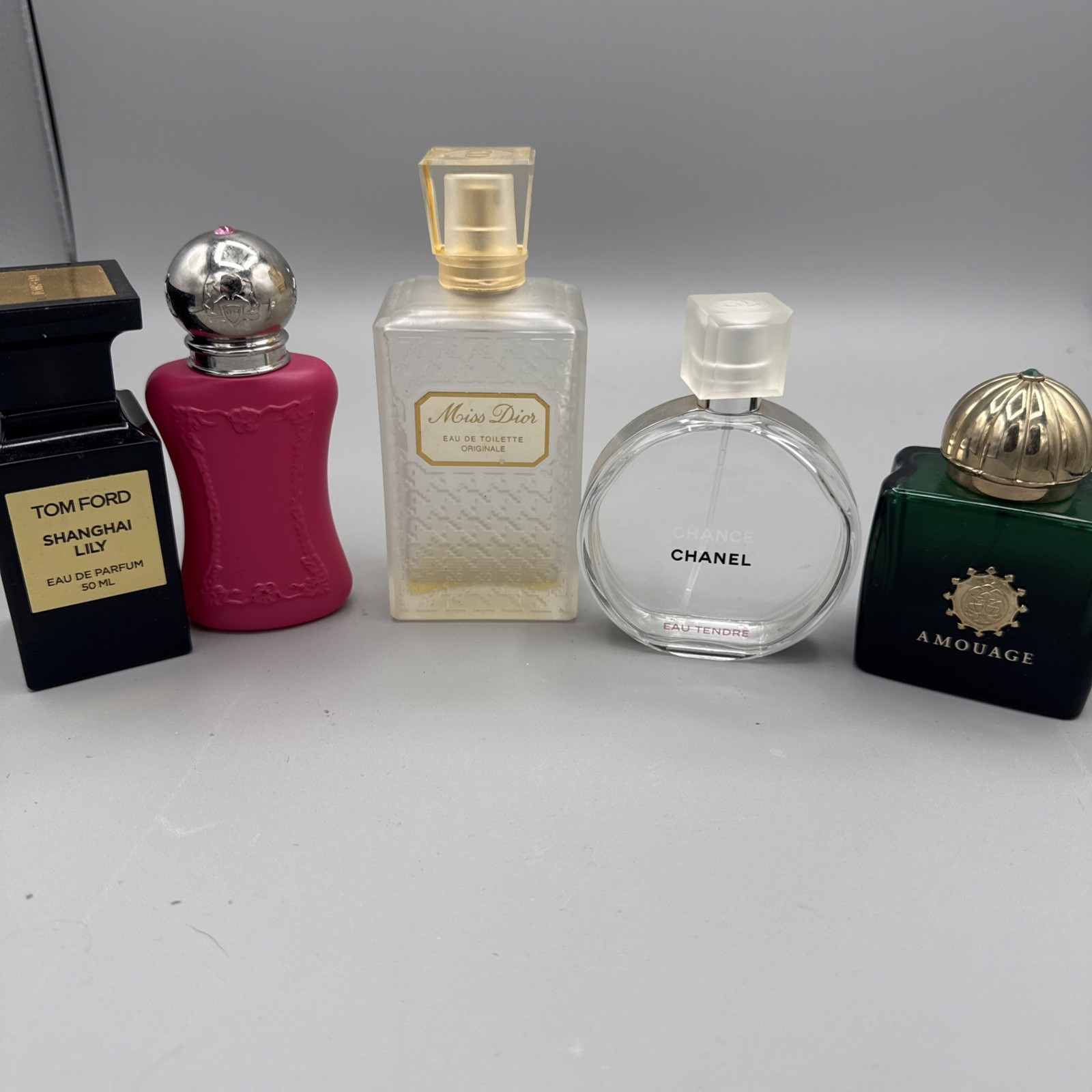 Lot of 5 EMPTY BOTTLES  Various Brands