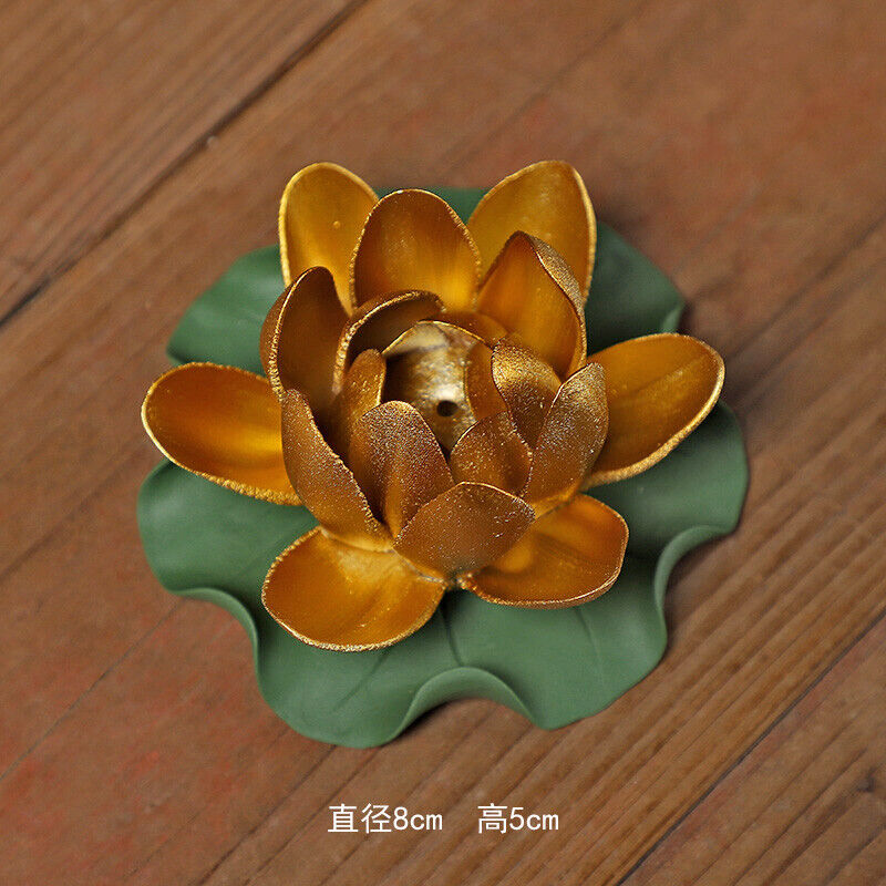 Ceramic Golden Lotus Decoration Traditional Handmade Kneading Flower Chinese Zen