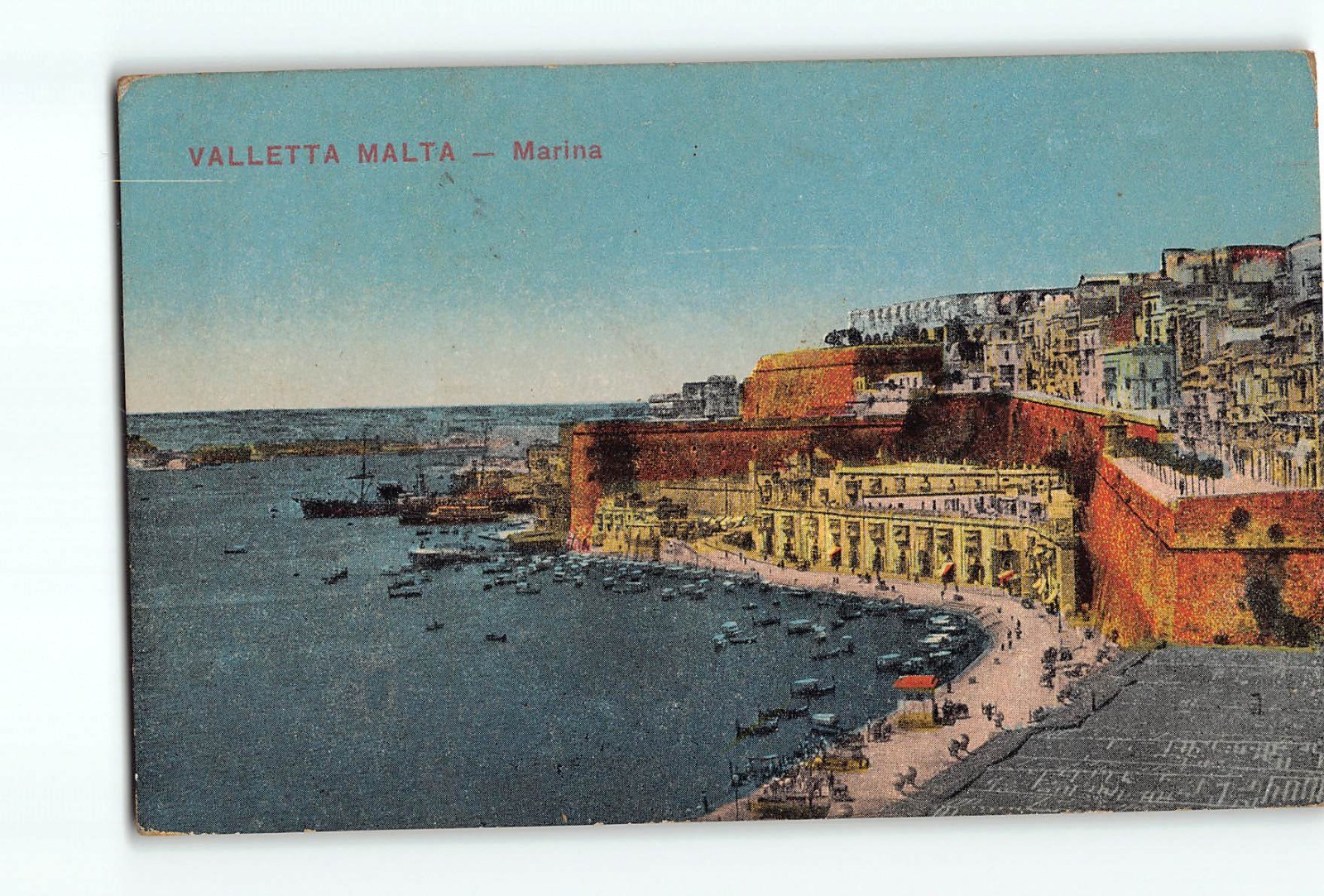 Old Vintage Valletta Malta Marina Postcard