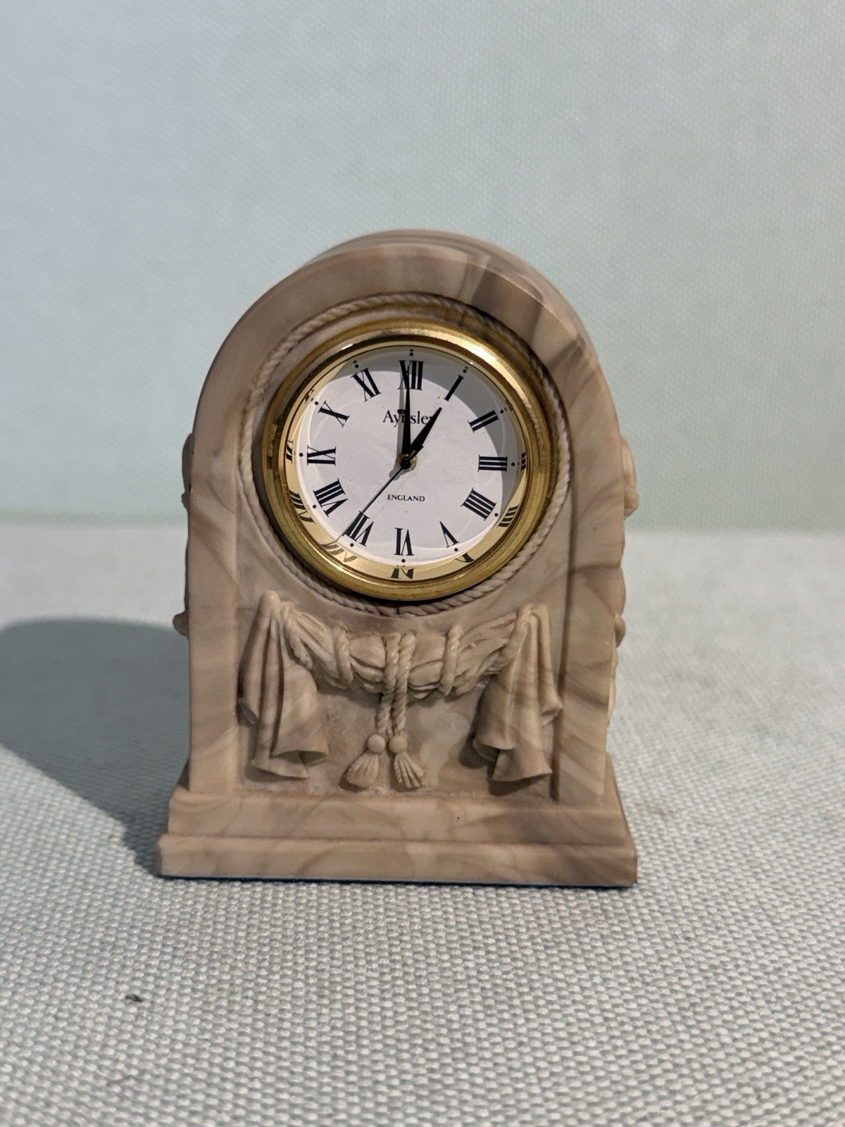 Vintage Aynsley Portland Ware Mantel Clock Marble Effect Made in England