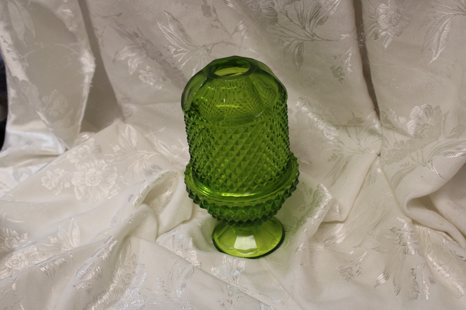 Vintage Viking Green Diamond Point Glass Fairy Lamp