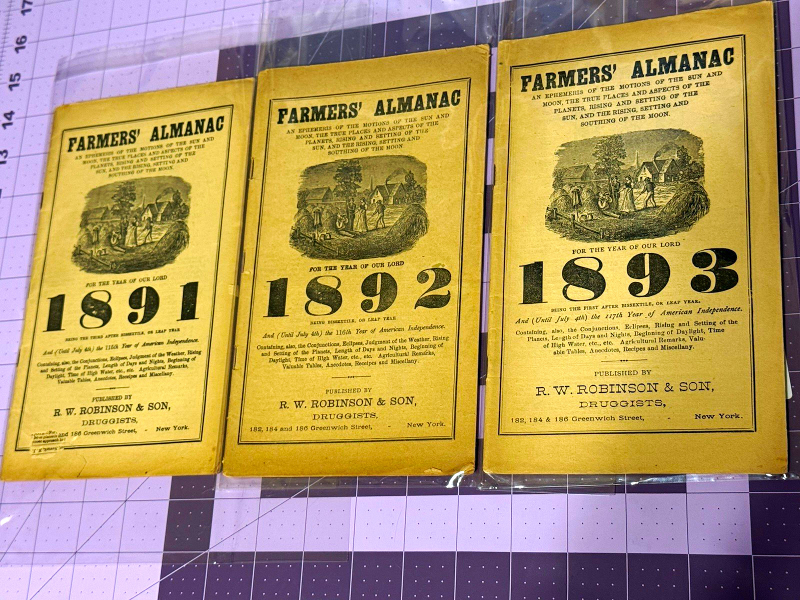 Antique Farmers Almanac 1891 1892 1893 Lot of 3 Victorian 1800s Advertising