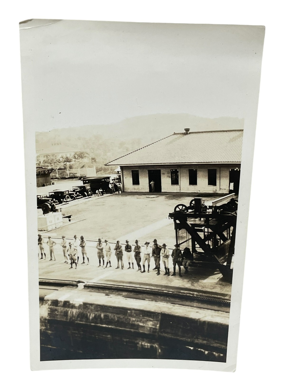 Antique Photograph Officers Men Lined Up - Unknown Dock