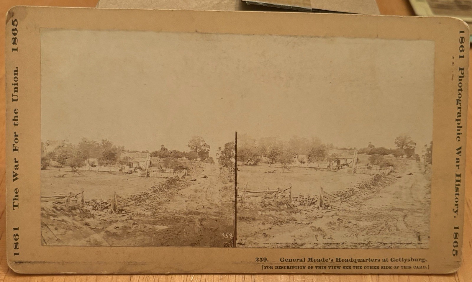 Civil War Stereoview Card #259 GENERAL MEADE’s Headquarters at Gettysburg