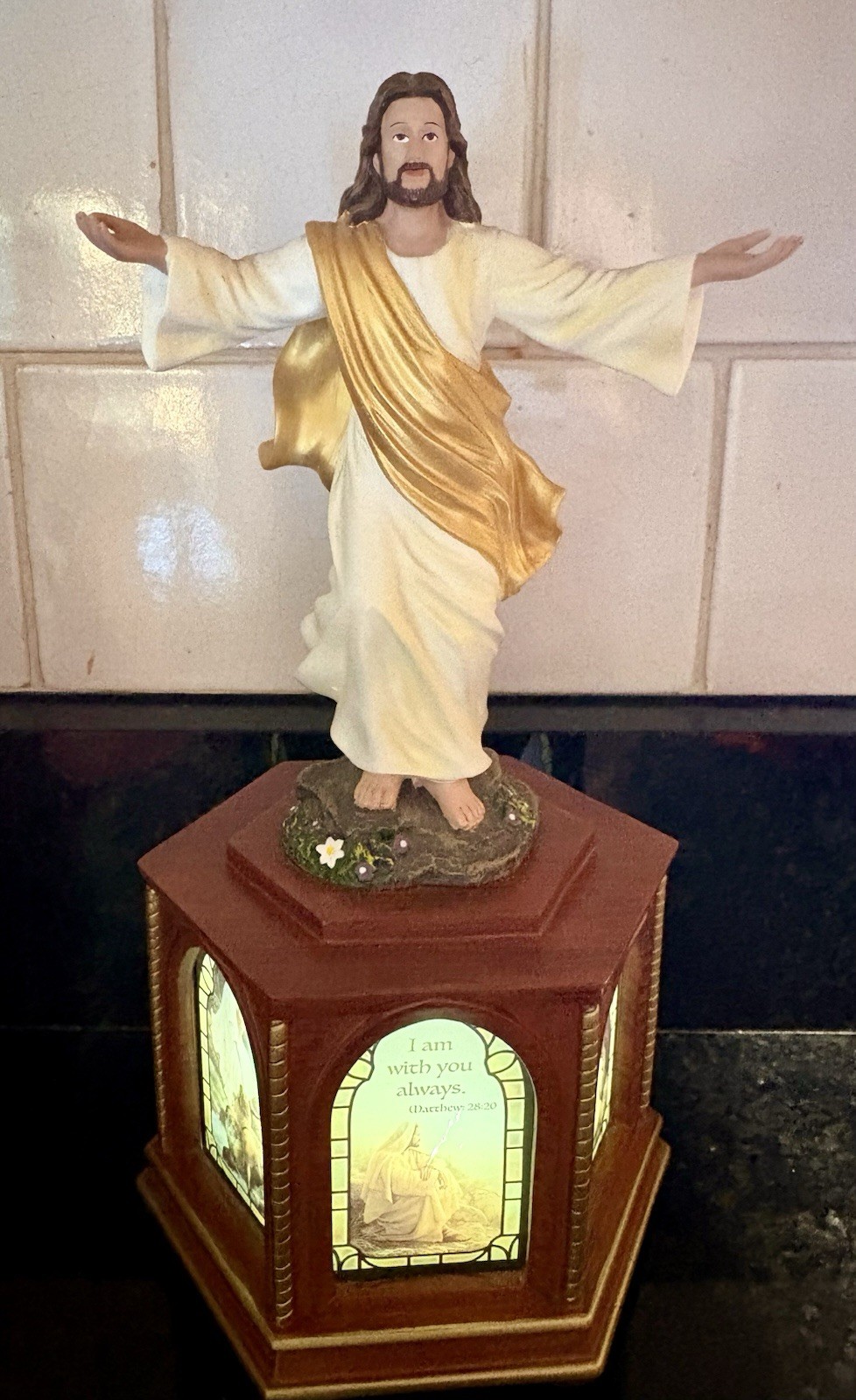 Bradford Exchange Greg Olsen I Am With You Always Jesus Illuminated Sculpture