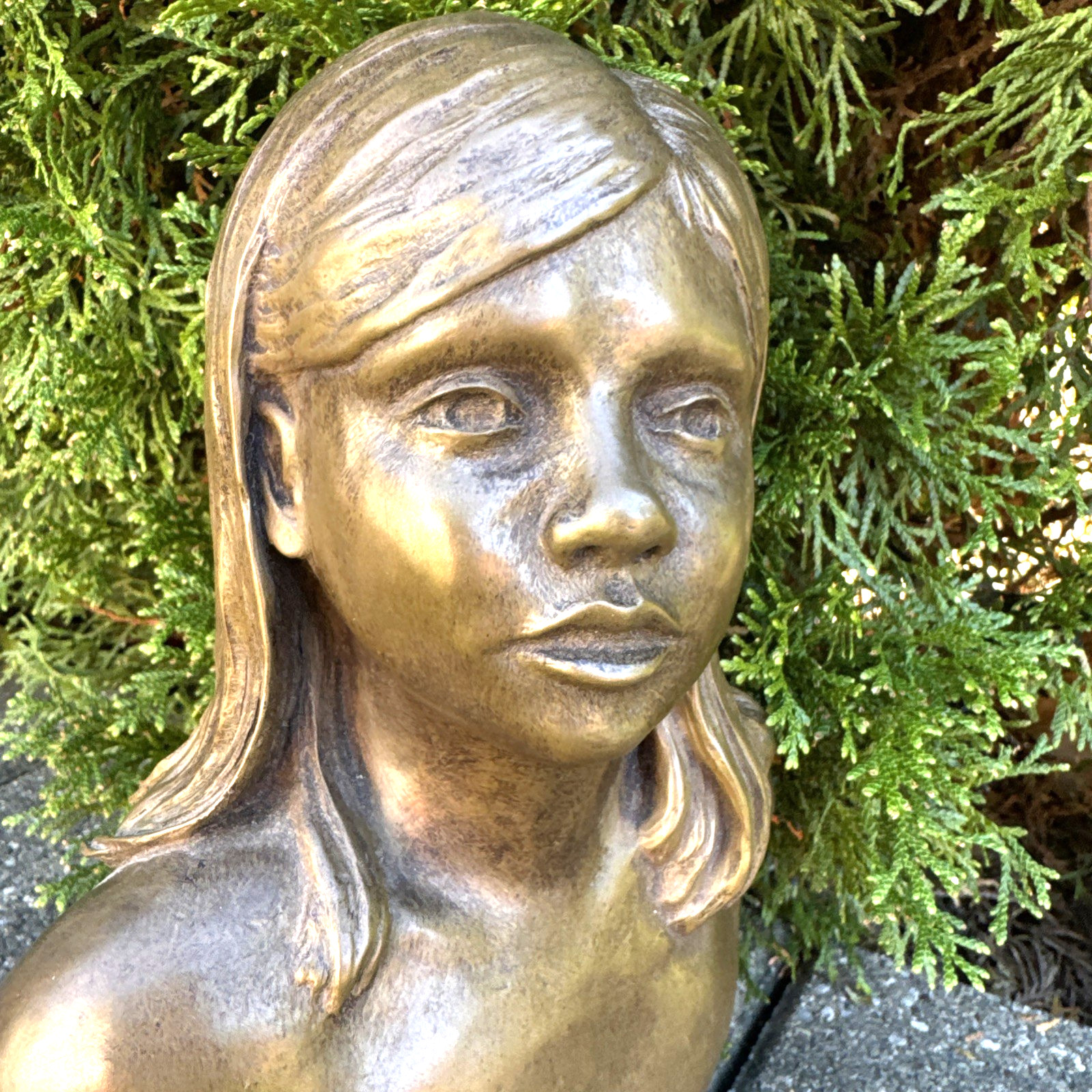Vintage Signed S. Chisholm ’99 Bronze Bust Sculpture Girl Young Woman Statue