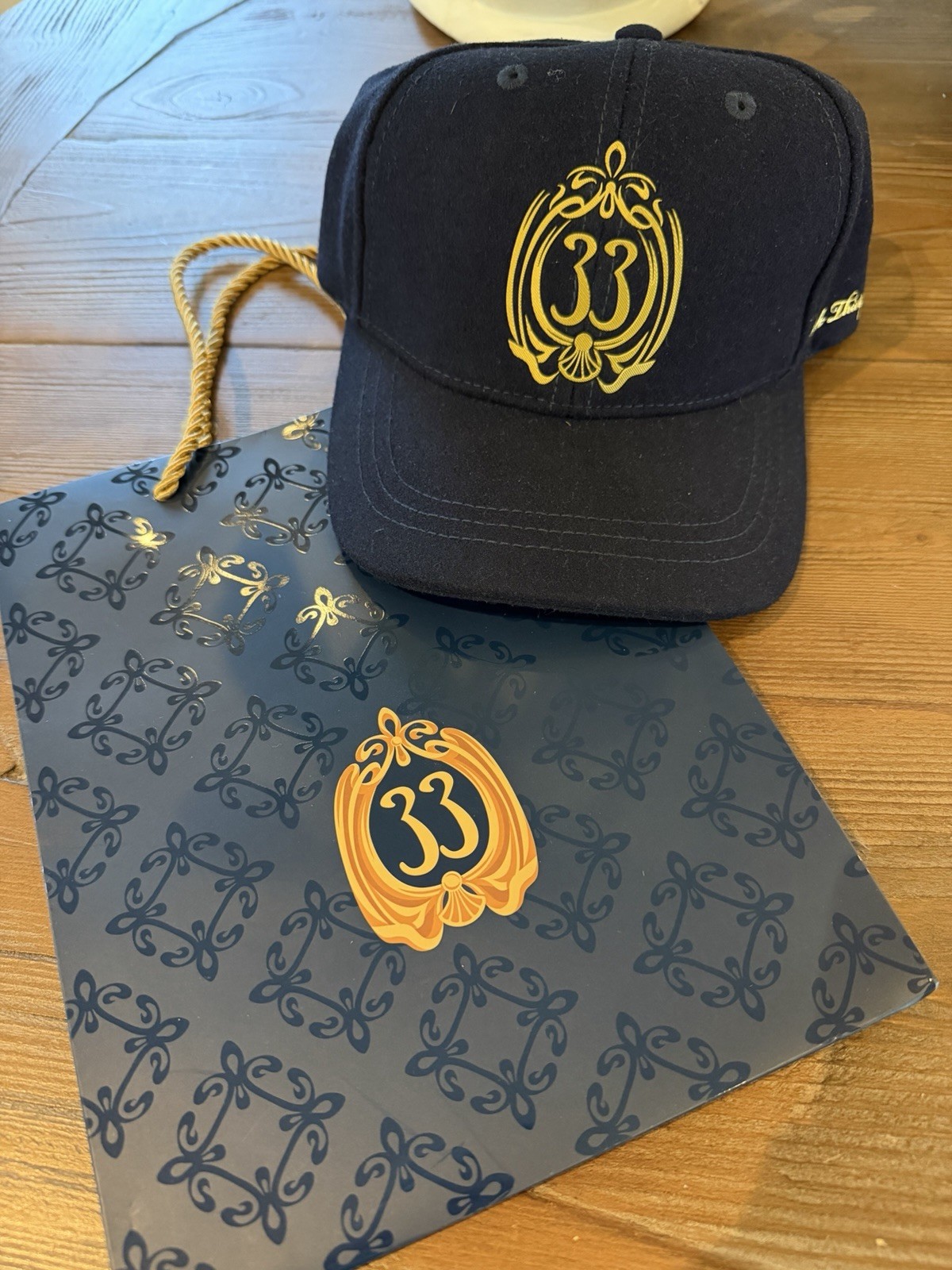 New Club 33 Gold Embroidered Navy Blue Baseball Hat NWT Disneyland 2026 Cap