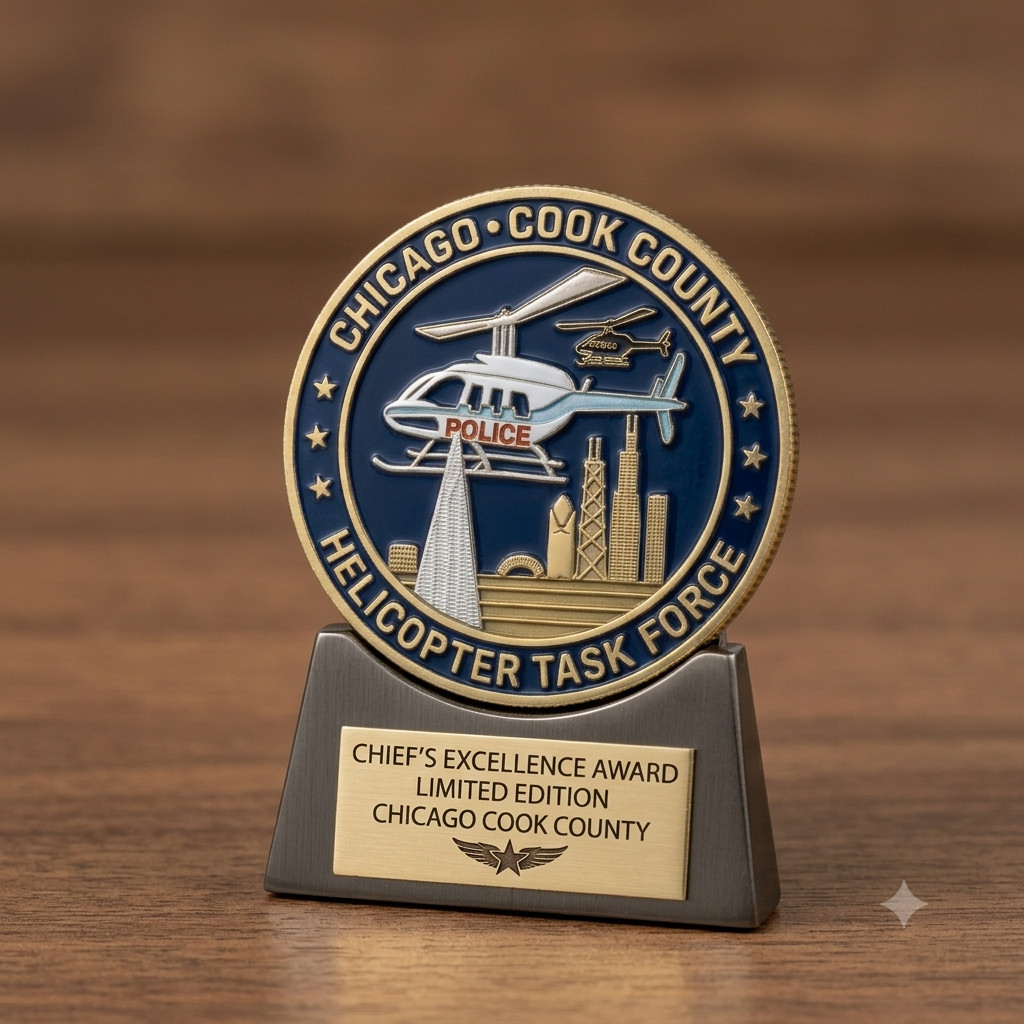CHICAGO COOK COUNTY POLICE HELICOPTER TASK FORCE Challenge Coin CHICAGO COOK COUNTY POLICE HELICOPTER TASK FORCE Challenge Coin