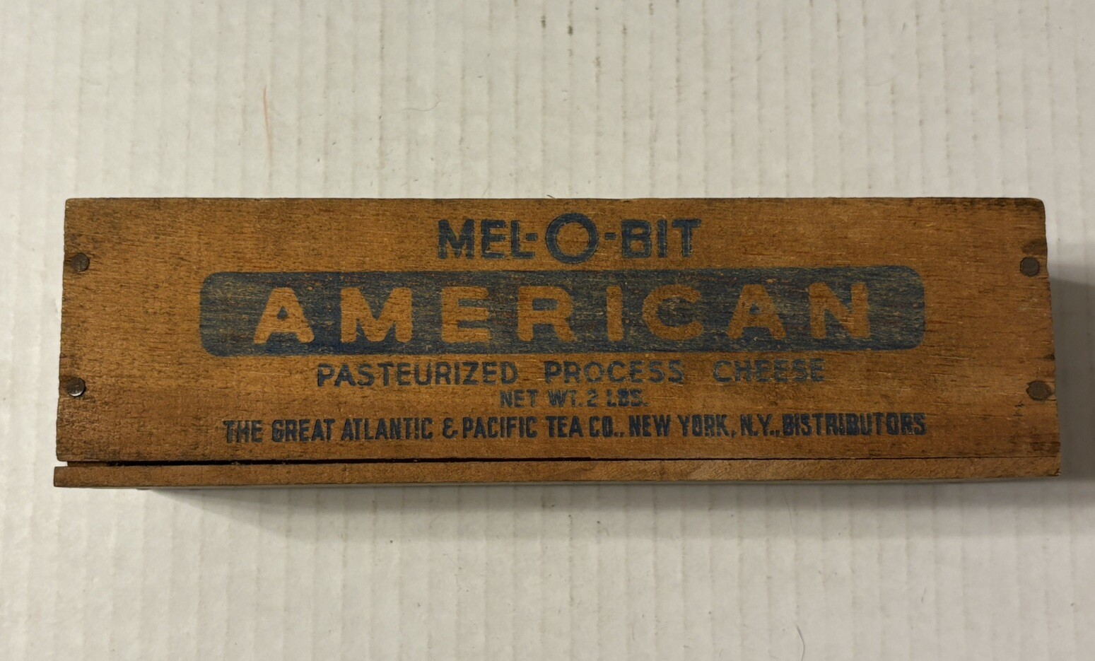 Vintage Mel-O-Bit 2 Lb Cheese Box The Great Atlantic & Pacific Tea Co *Cracks*