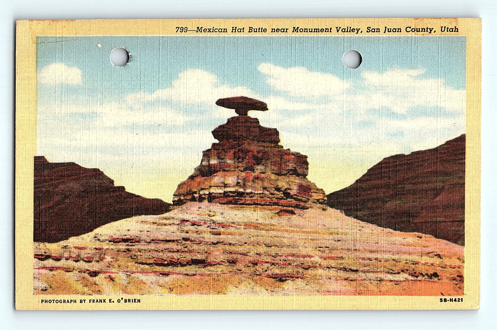 c1940s Mexican Hat Butte Monument Valley San Juan County Utah Linen Postcard G8