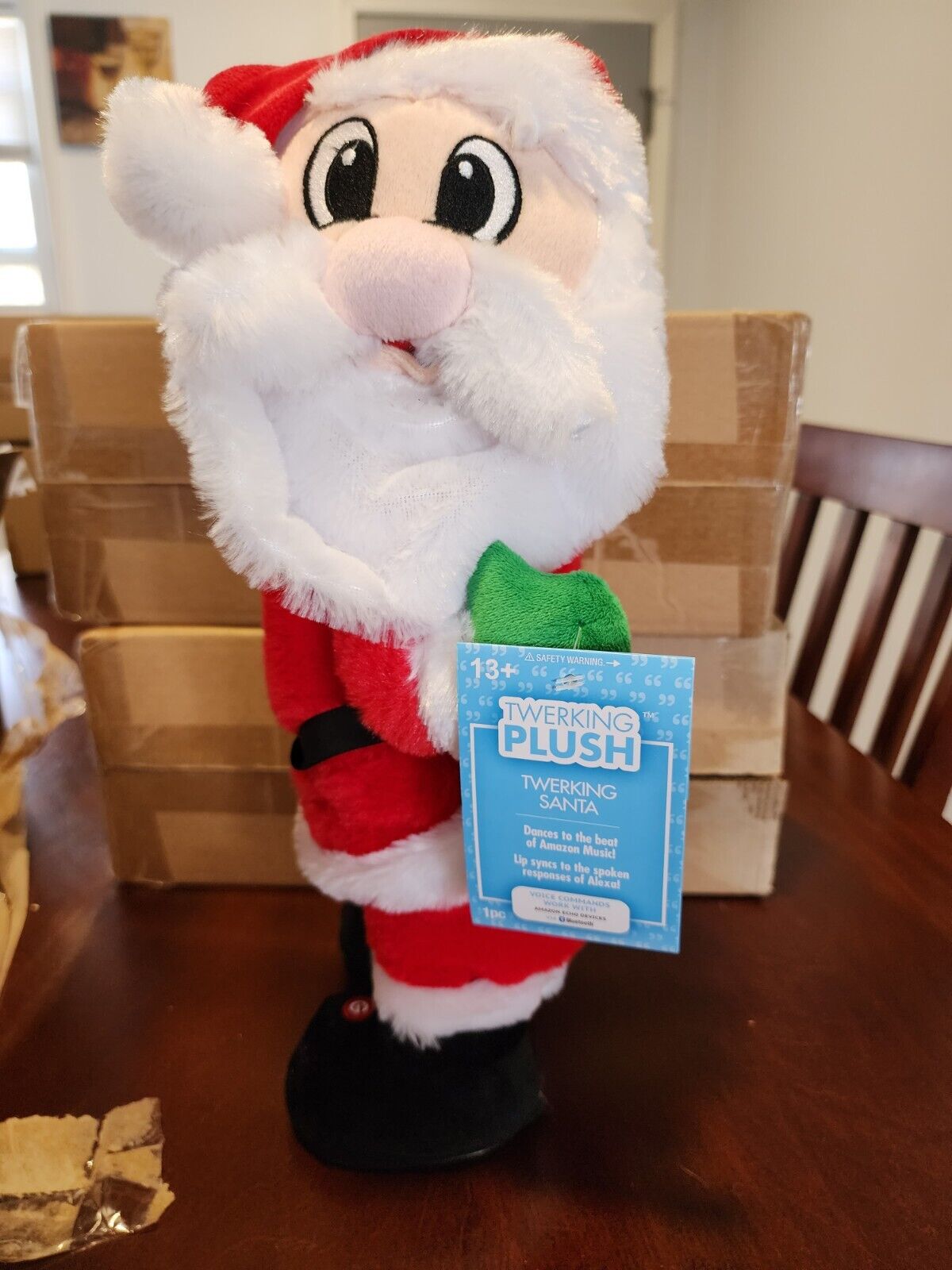 Gemmy Christmas Animated Santa Twerking, Bluetooth-Only Works with Amazon Alexa