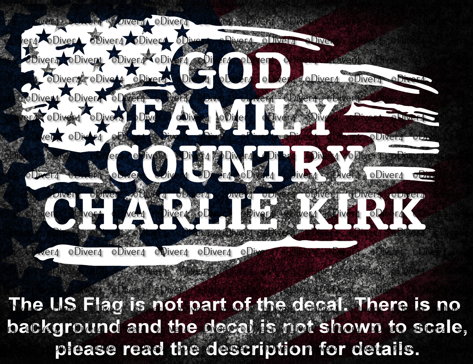 God Family Country Charlie Kirk in Distressed Flag Vinyl Decal US Seller God Family Country Charlie Kirk in Distressed Flag Vinyl Decal US Seller