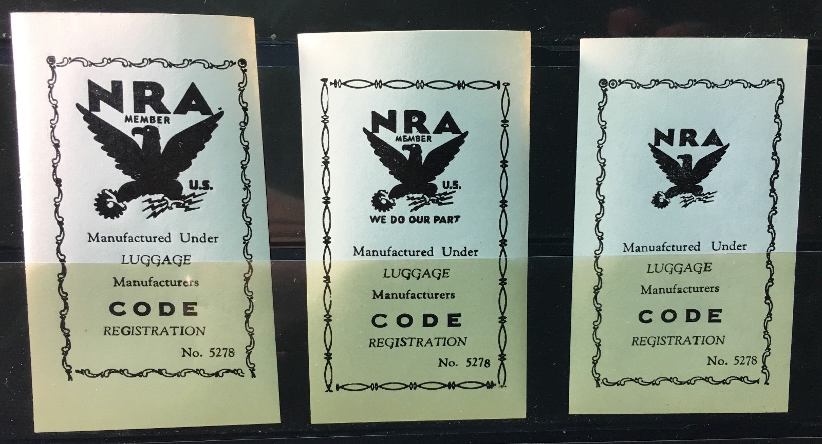 1930s NRA – National Recovery Act Poster Stamps or Luggage Stickers - MNH