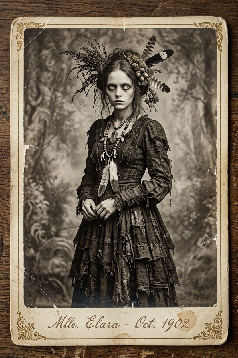 Digital Image Picture Photo Vintage Appalachian Witch Portrait horror Photo