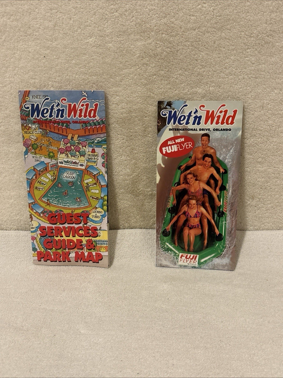 (2) VTG WET N WILD Water Park Brochures Orlando Florida Printed In USA 