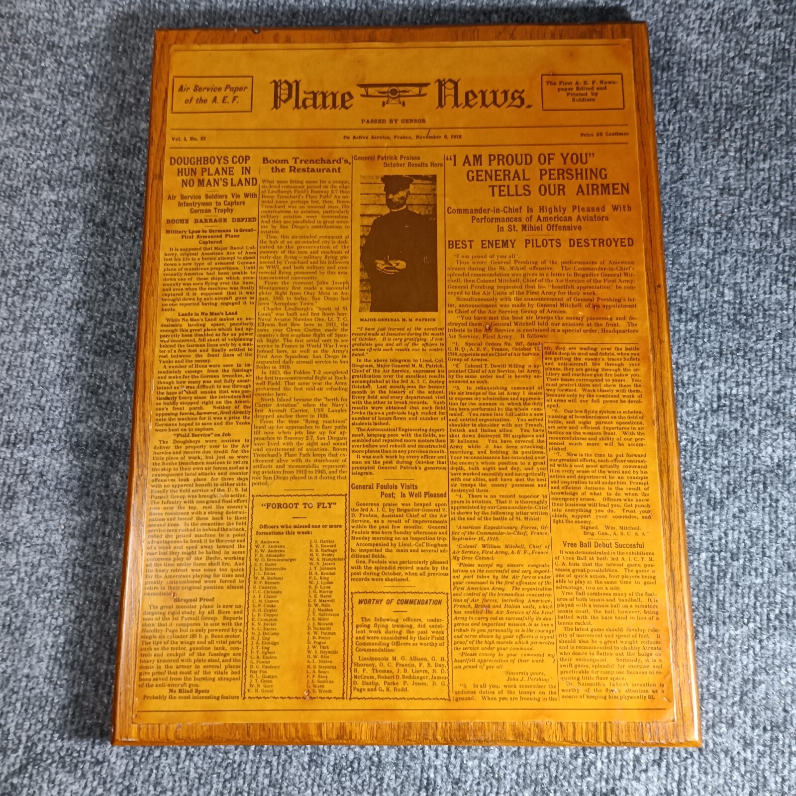 WWI AEF Plane News Newspaper Nov 9 1918 Aviation Air Service France Pershing WWI AEF Plane News Newspaper Nov 9 1918 Aviation Air Service France Pershing