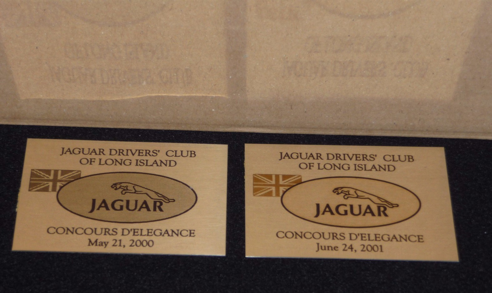 JAGUAR DRIVERS CLUB OF LONG ISLAND CONCOURS PLAQUES - SET OF 2