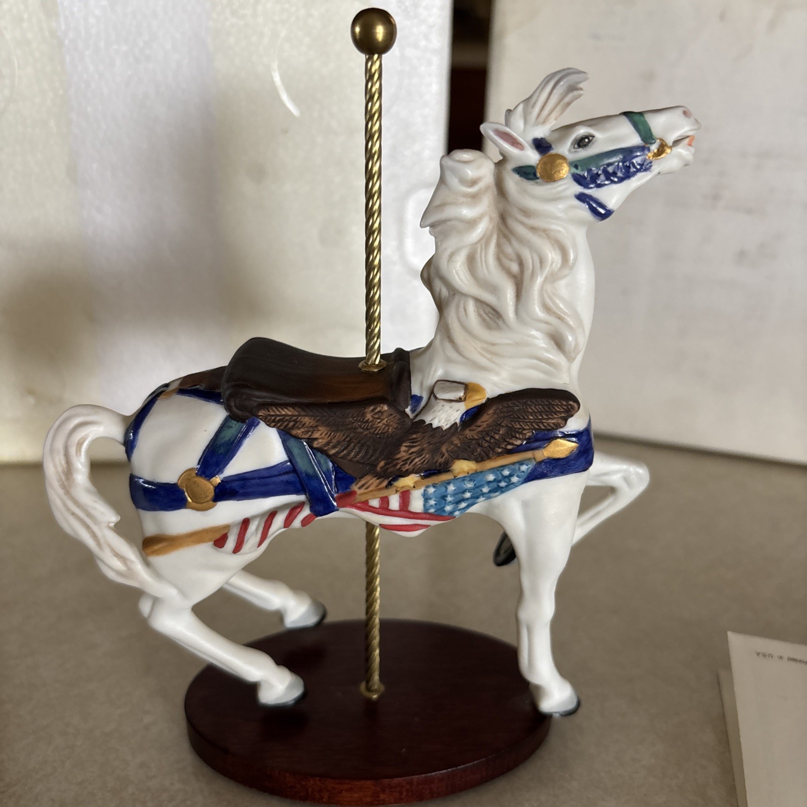 Franklin Mint Treasury of Carousel Art Patriotic Horse Figurine Collectible 1988