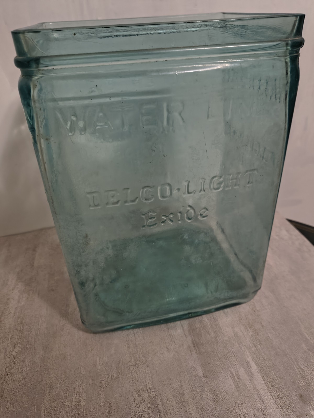 1920s Delco-Light Exide KXG 13 Aqua Glass Battery (No Lid) Vintage, Antique 