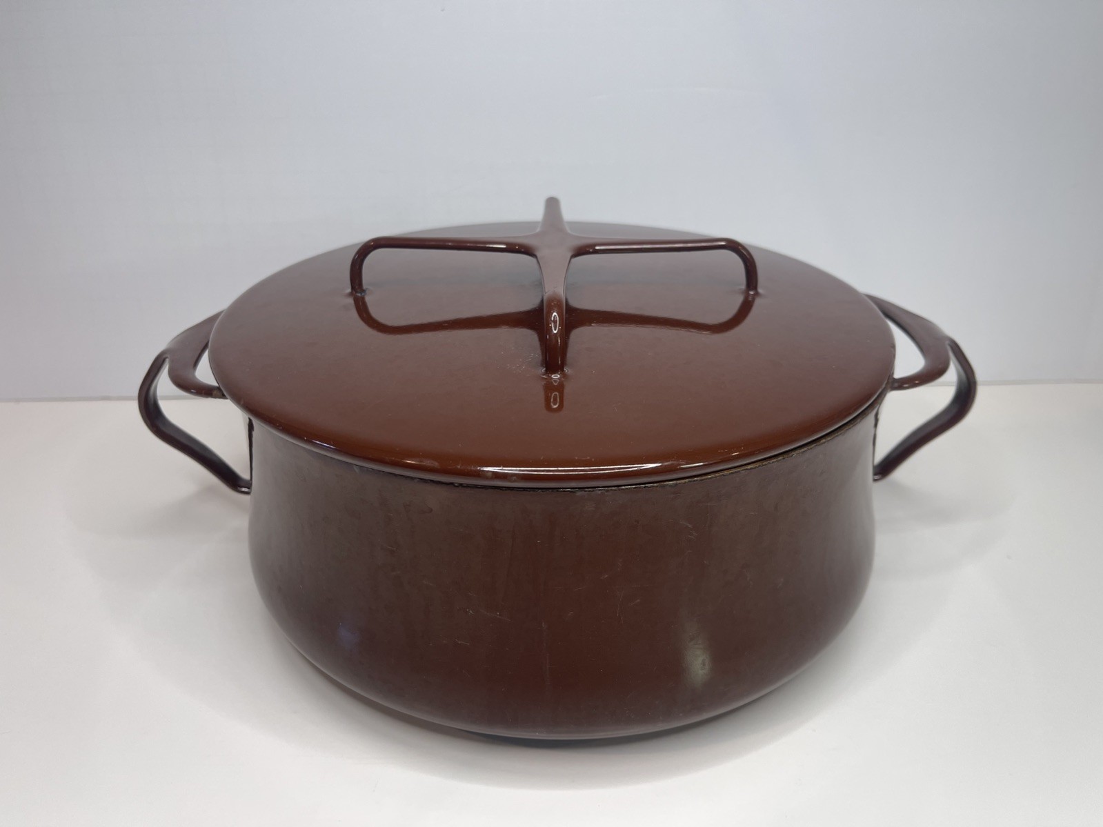 VINTAGE DANSK Kobenstyle IHQ Brown France Enamel 4 qt Pot Dutch Oven Trivet Lid