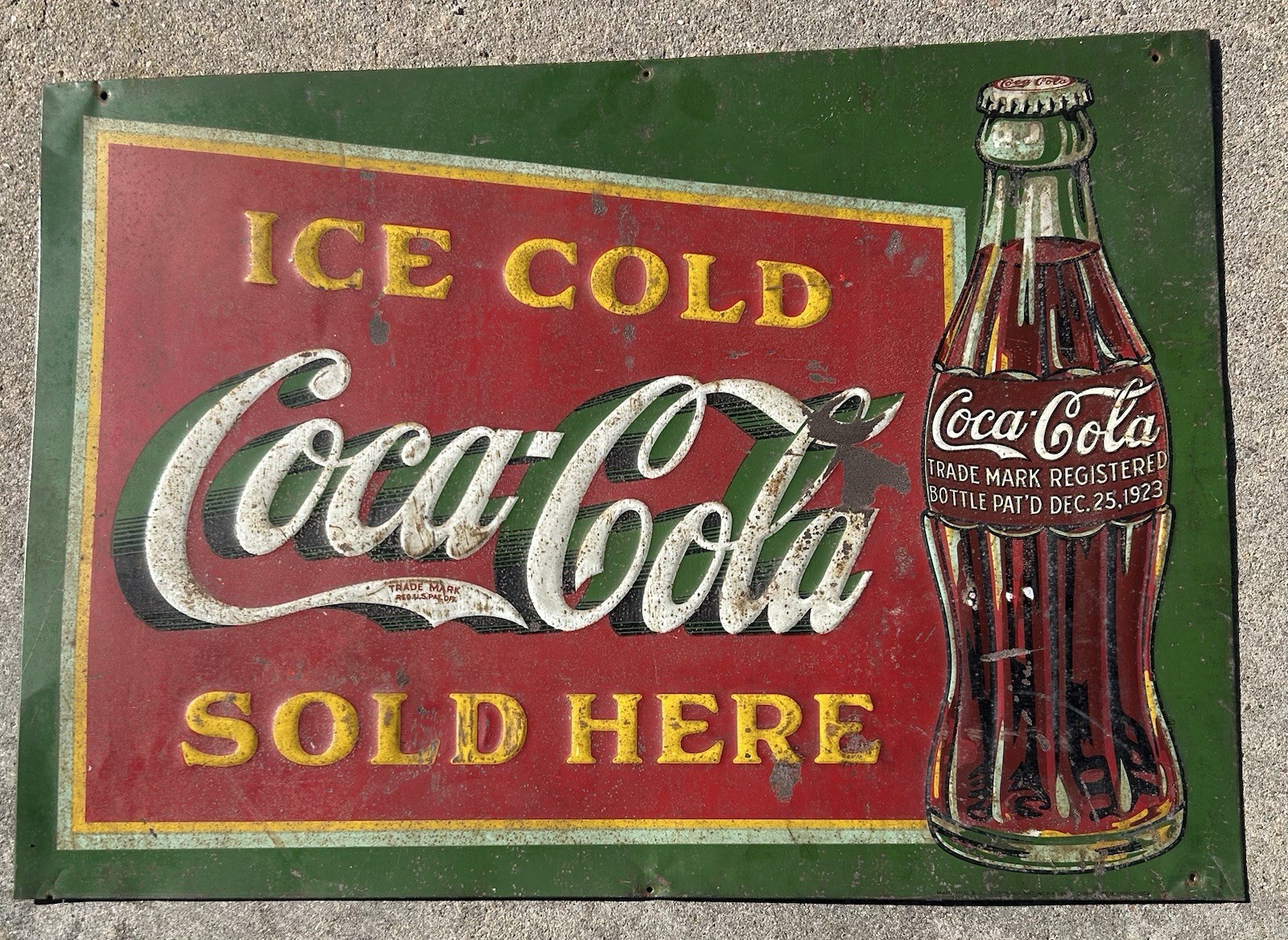 1930s Vintage Coca-Cola Embossed  Sign