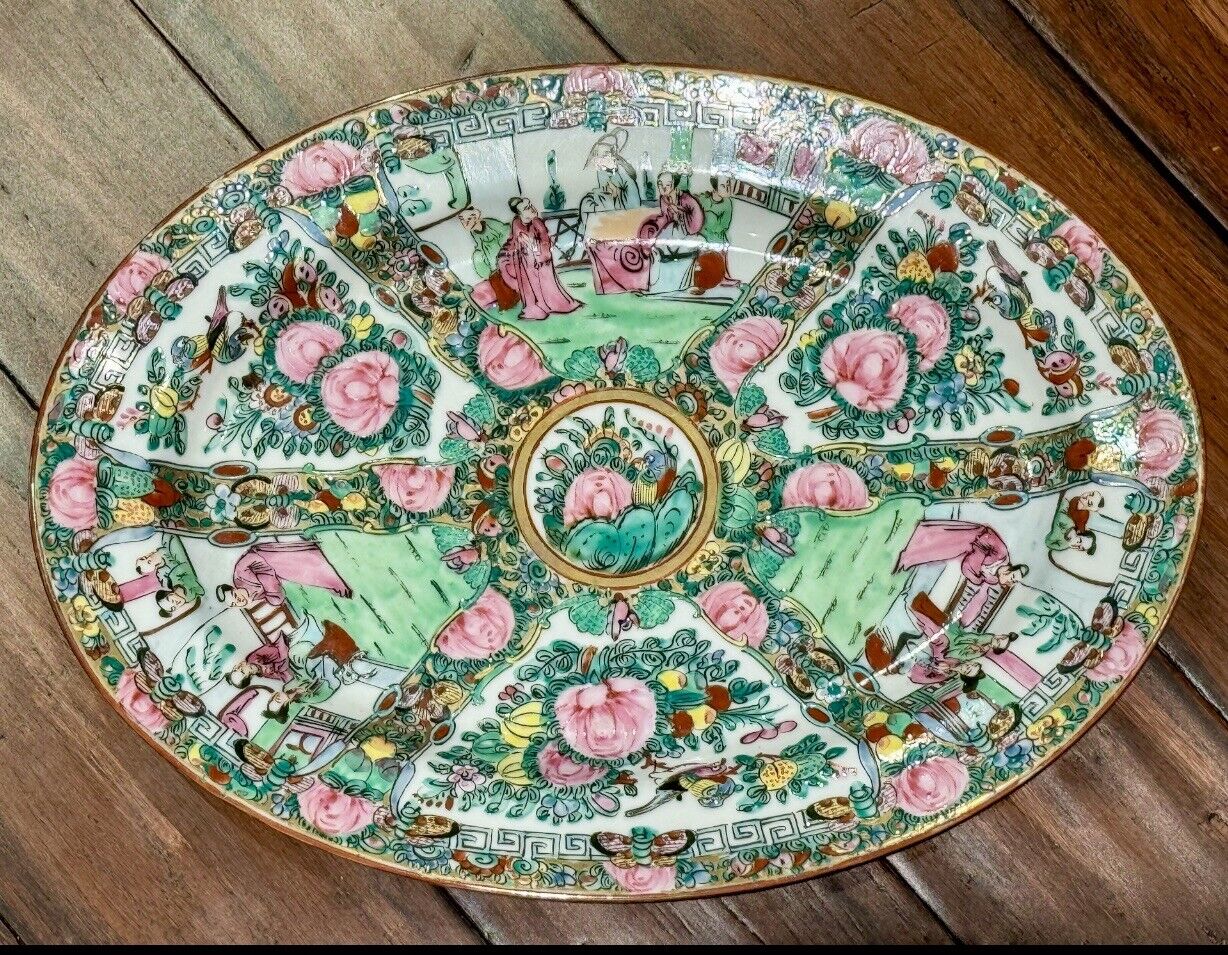 Vintage Extra Large Famille Rose Medallion Oblong Serving Platter