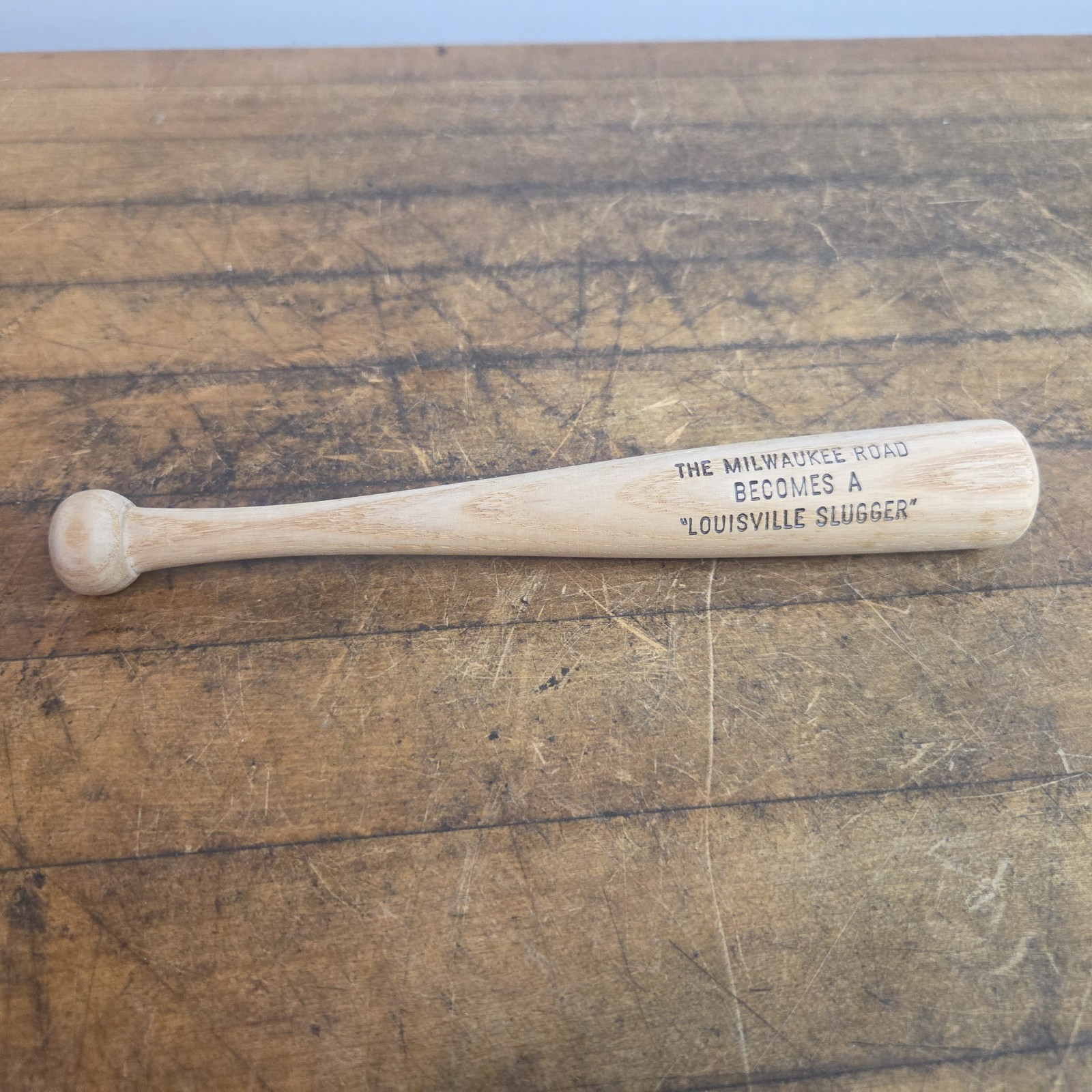 Vintage Louisville Slugger Milwaukee Road Railroad Souvenir Mini Wood Bat H&B