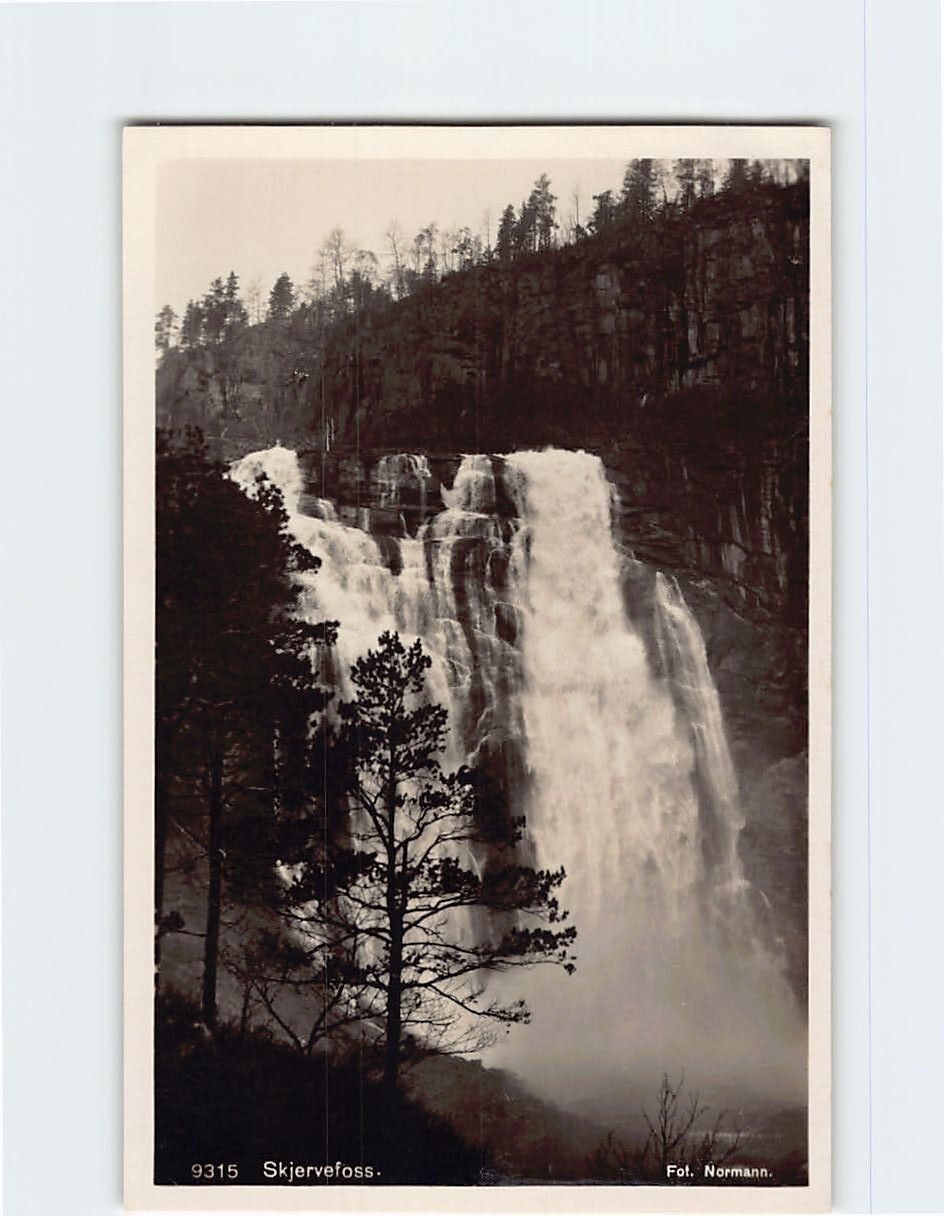 Postcard Skjervefossen Waterfall in Norway
