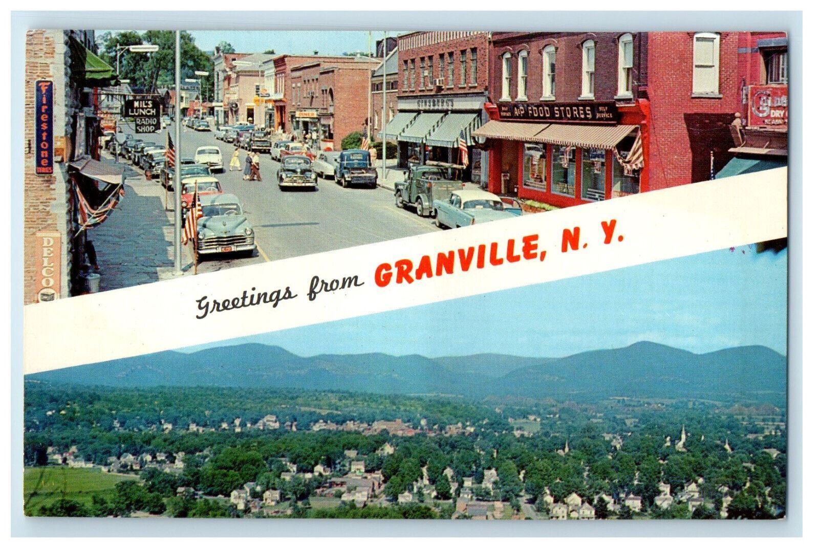 c1950s Road and Mountain View Greetings From Granville New York NY Postcard