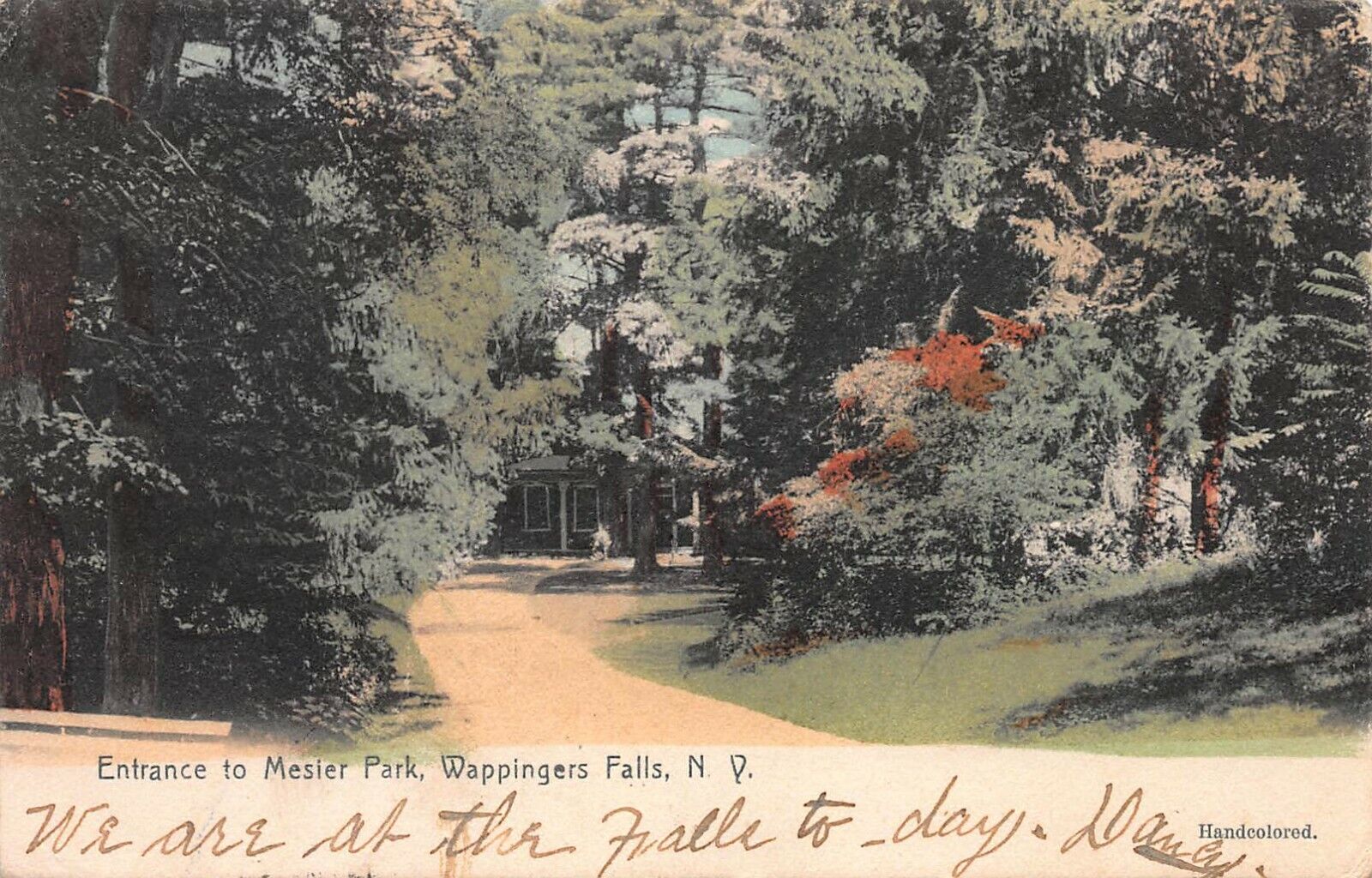 Mesier Park, Wappingers Falls, N.Y., Early Hand Colored Postcard, Used in 1906