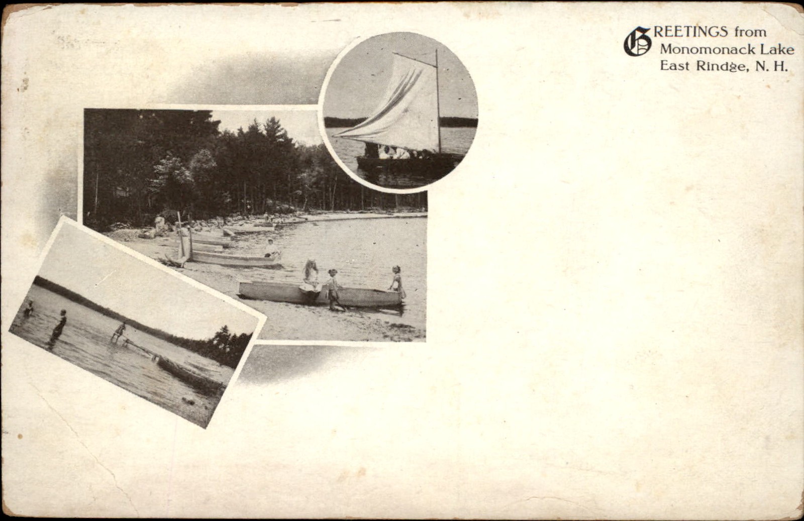 East Rindge NH Lake Views Monomonack Lake Multi-View c1915 Vintage Postcard