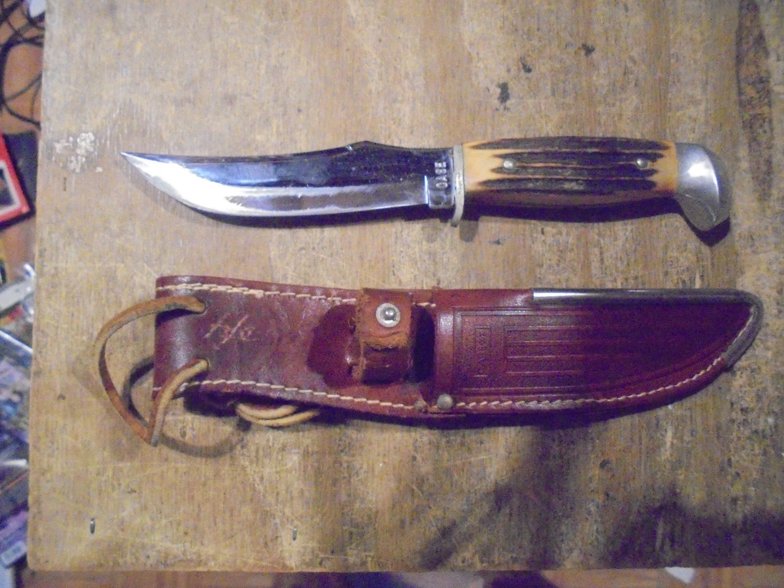 Vintage Case Hunting Knife Fixed Blade Stag Handle W/Sheath Rare