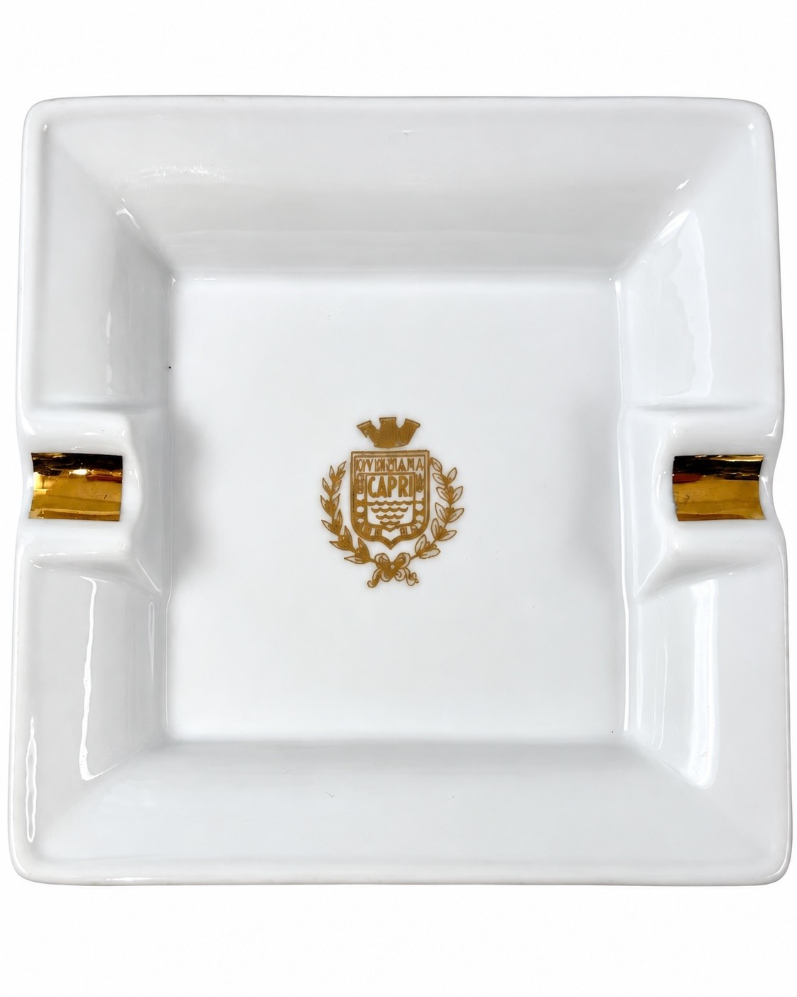 Vintage Grand Hotel Quisisana Capri Italy White Porcelain Ashtray Catchall Dish