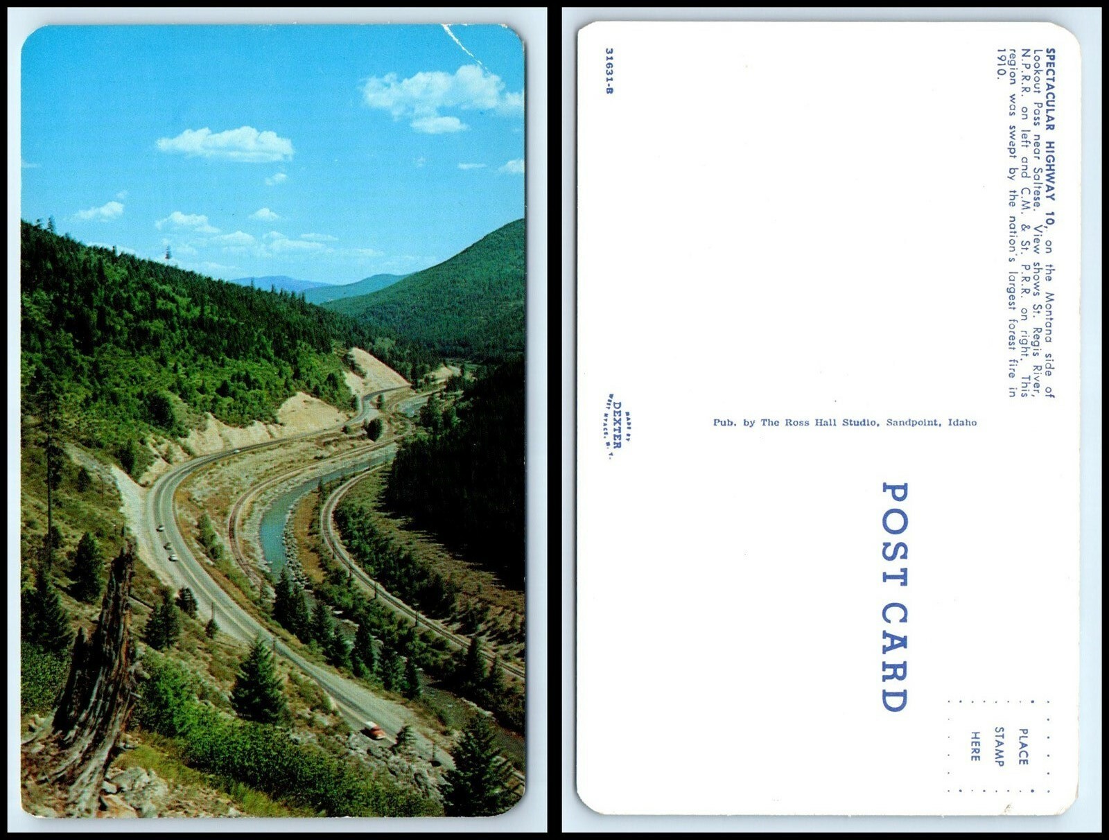MONTANA Postcard - Highway 10 on Montana side of Lookout Pass near Saltese M47 MONTANA Postcard - Highway 10 on Montana side of Lookout Pass near Saltese M47