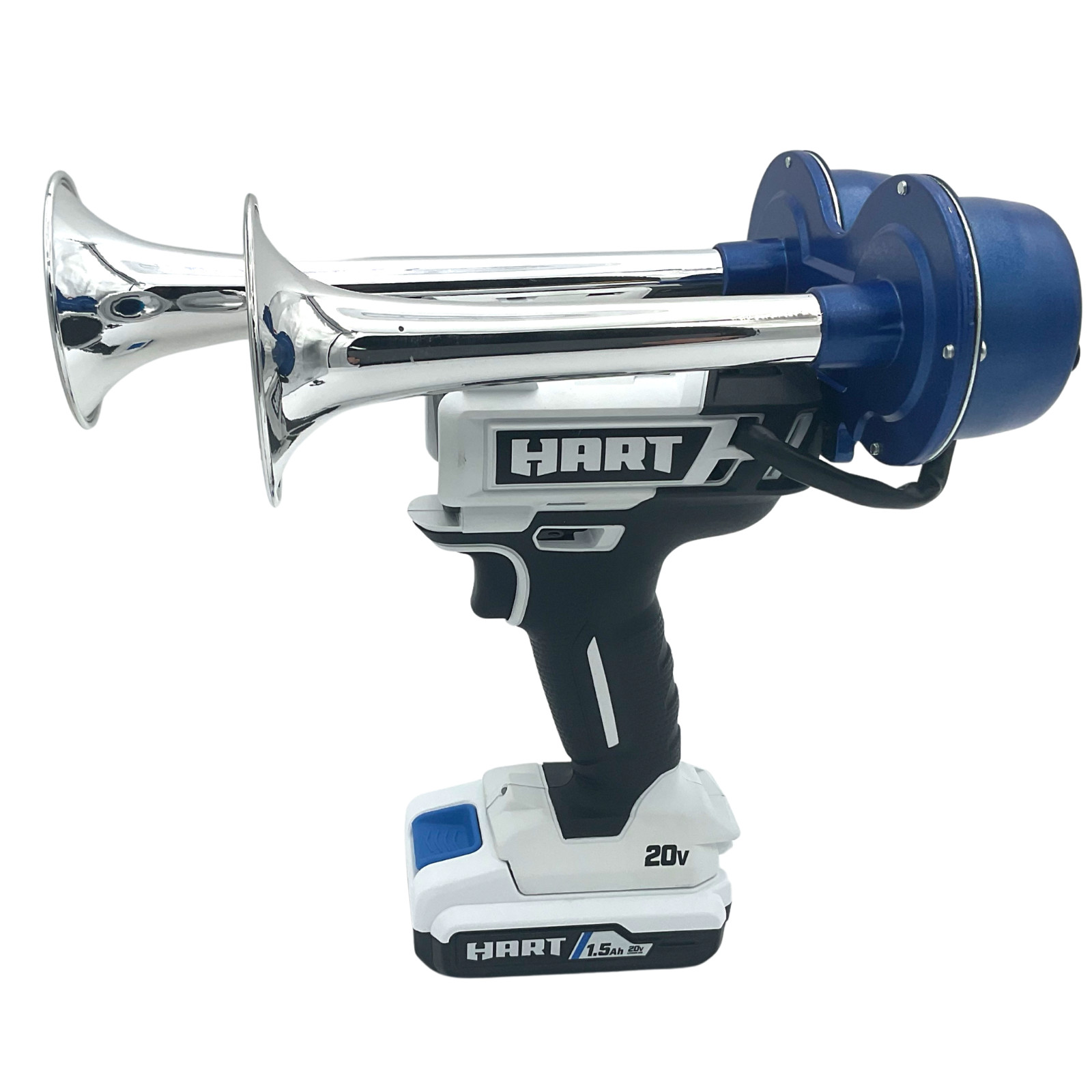Hart 2 Silver Trumpet Air Horn - Impact Style Drill Truck Train Horn (Tool Only)