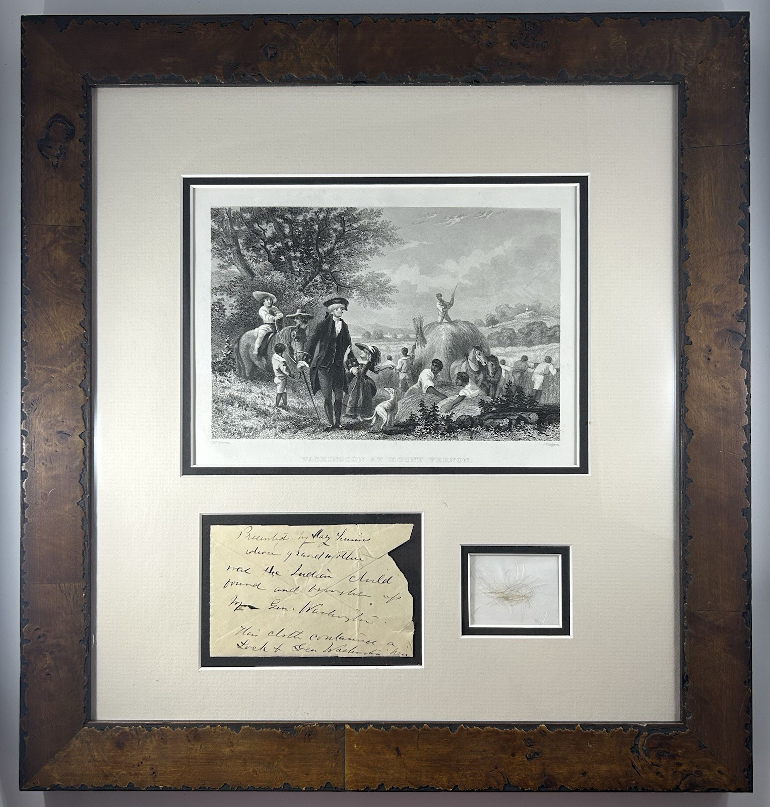 Lock of George Washington\'s Hair with 1874 LOA from Abolitionist Julia Wilbur