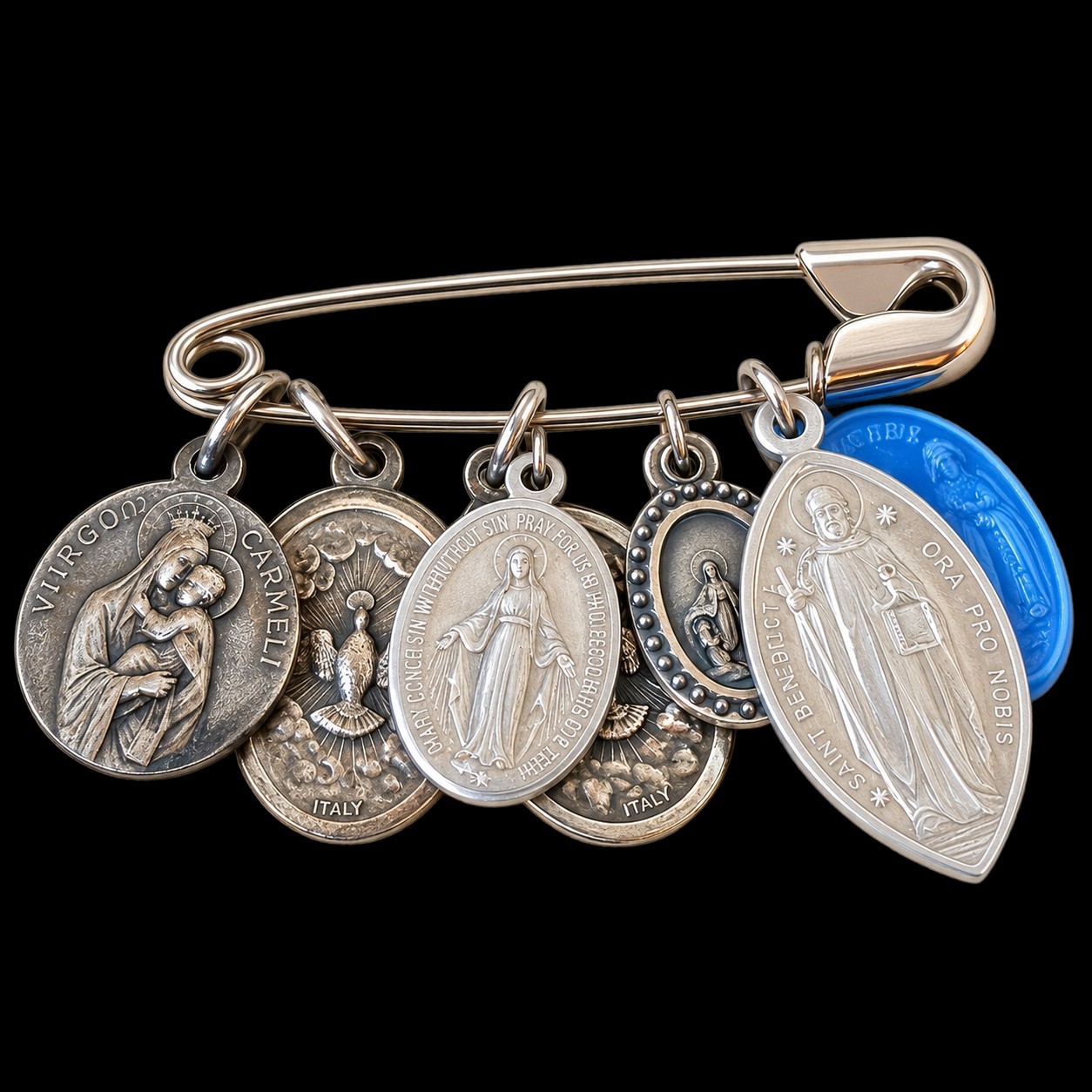 Vintage Catholic Medals Lot 7 Dymphna Lourdes France Germany Italy Stamped JB