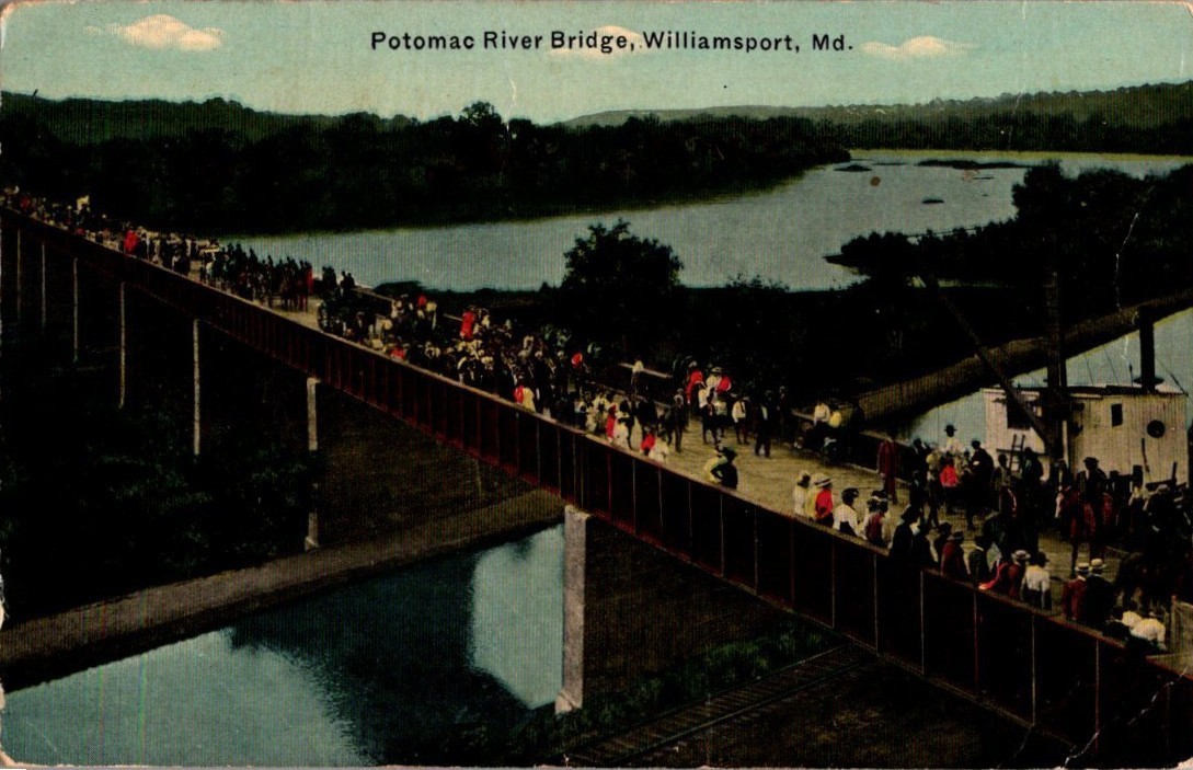 Vintage Postcard 1910 Potomac River Bridge, Williamsport, Maryland (MD) Vintage Postcard 1910 Potomac River Bridge, Williamsport, Maryland (MD)