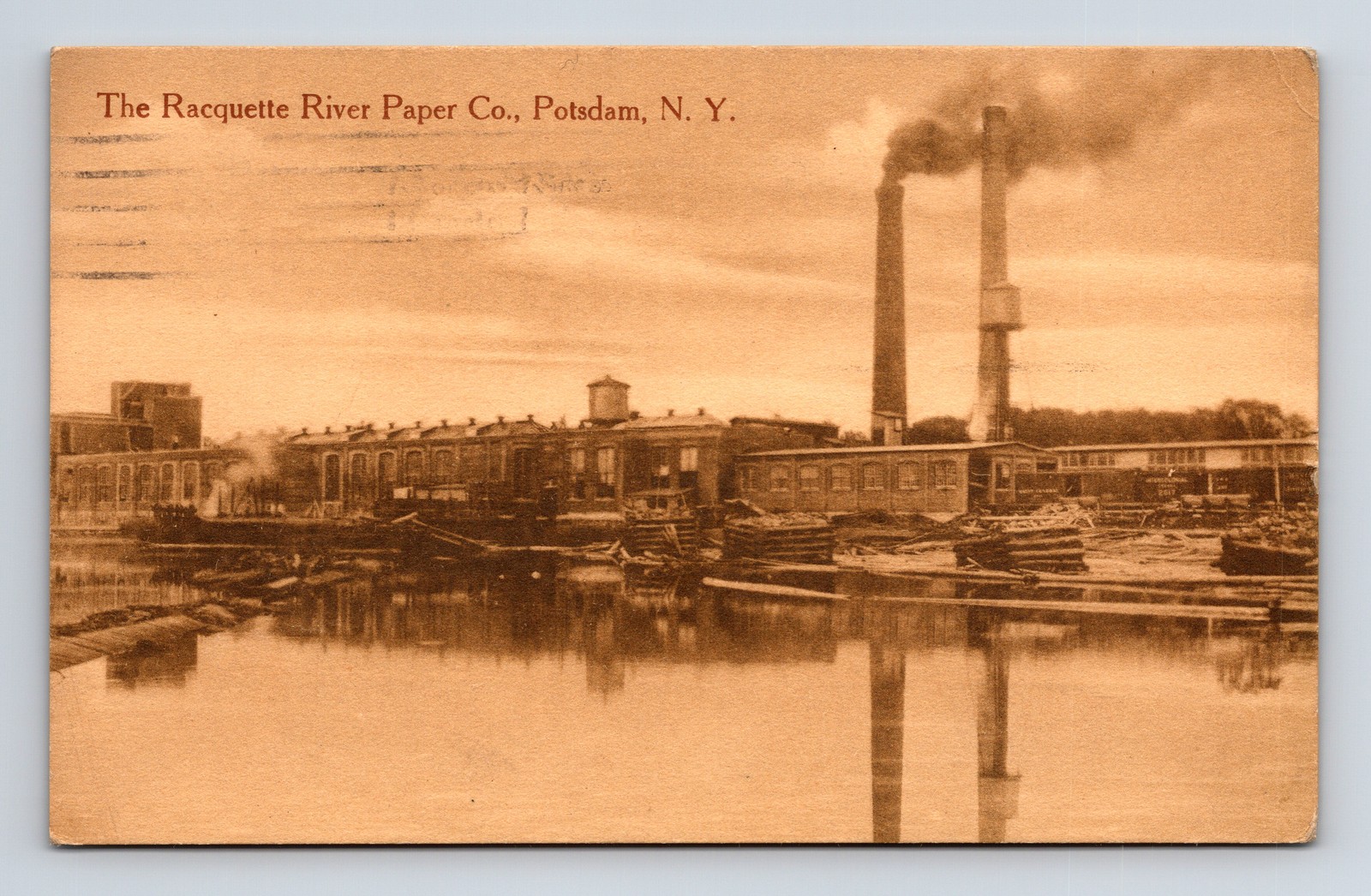 Rare Racquette River Paper Co Factory Plant Potsdam NY J R Weston Postcard Rare Racquette River Paper Co Factory Plant Potsdam NY J R Weston Postcard