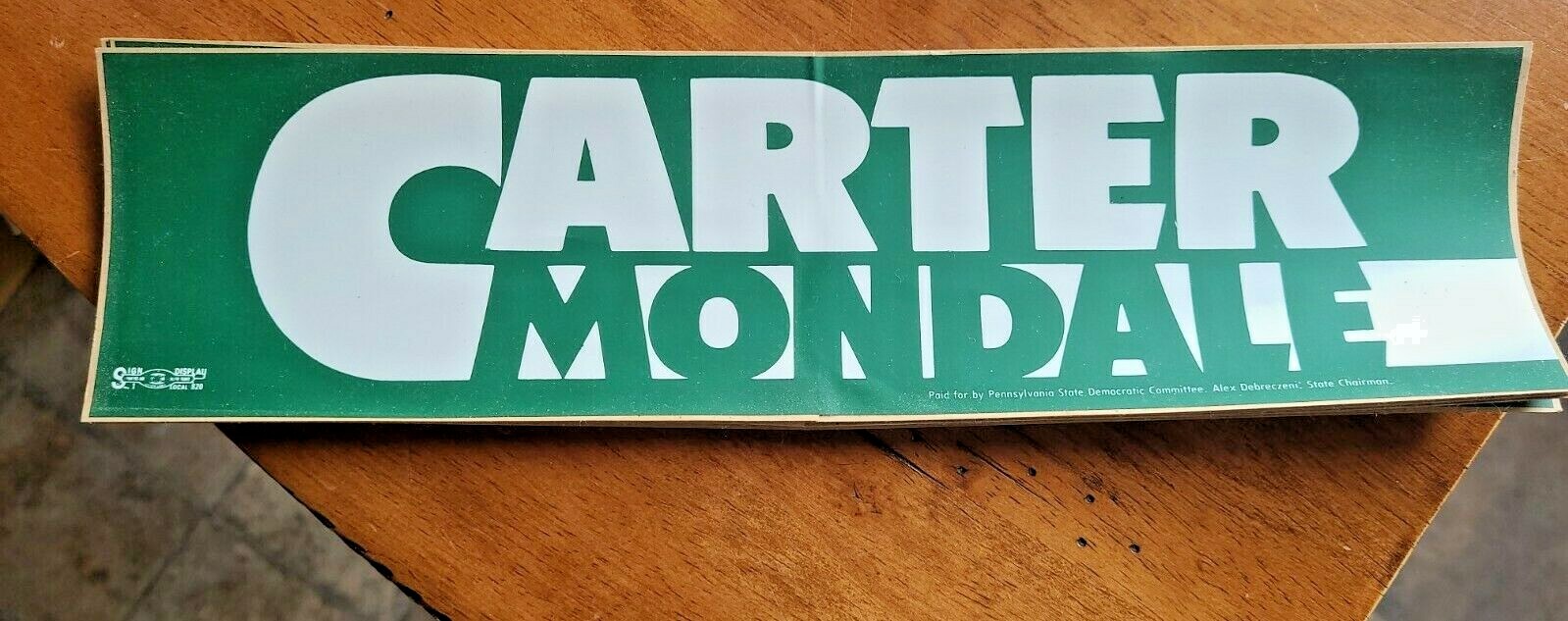 VTG Unused Bumper Sticker 1976 Carter Mondale Presidential Election Sticker 11\