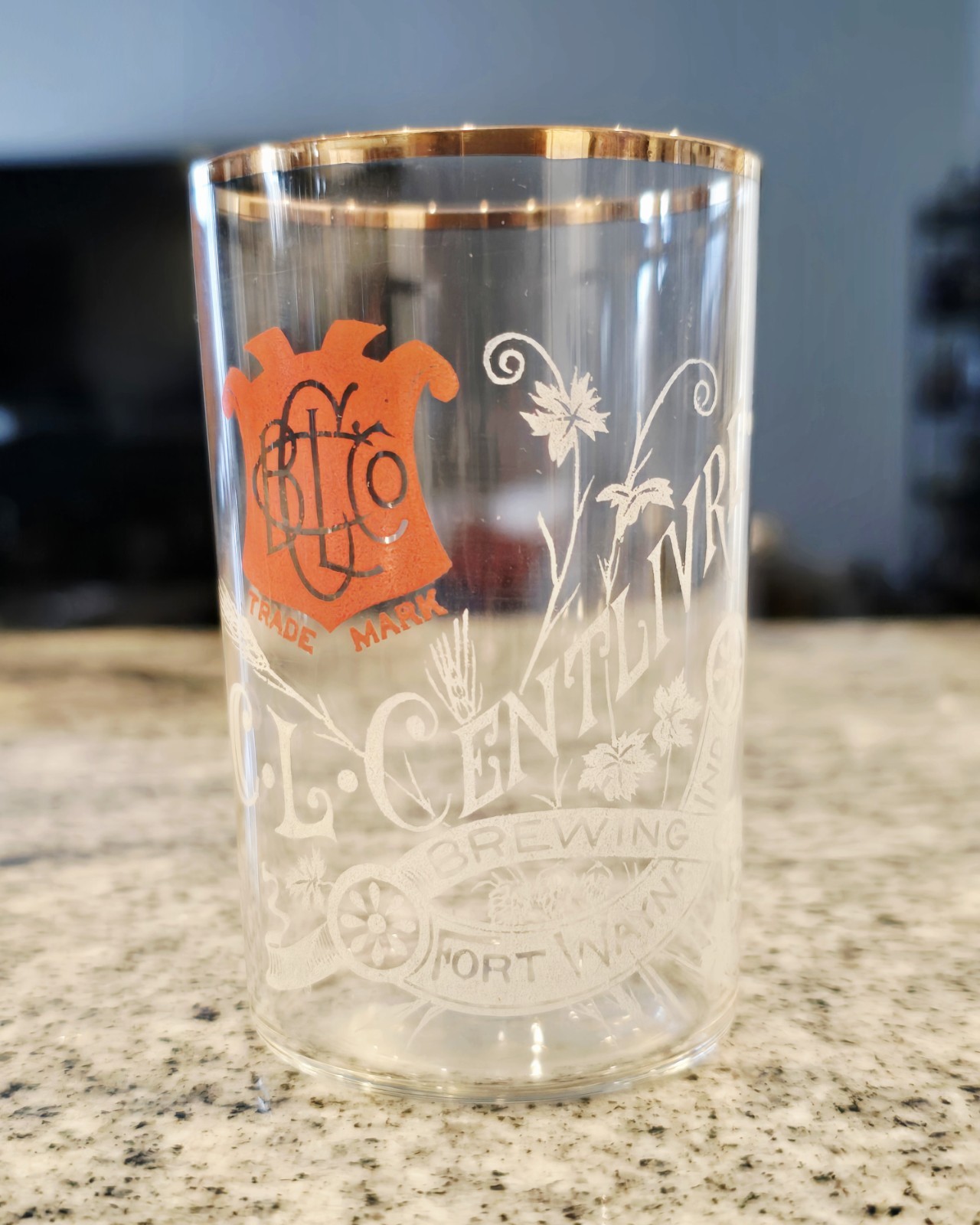 C.L. CENTLIVRE Brewing Co. Fort Wayne Indiana Pre Prohibition Beer Tasting Glass
