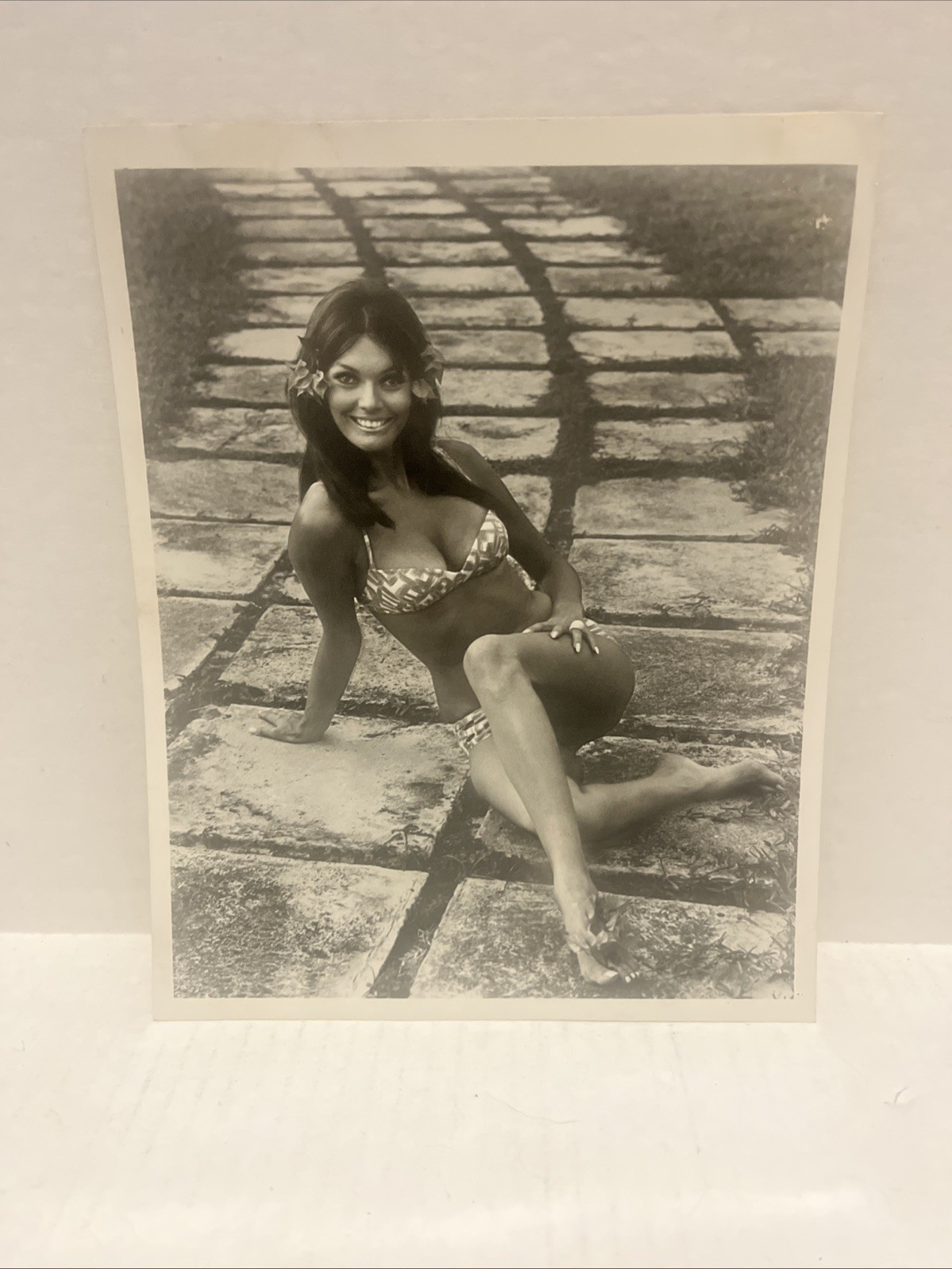 Vintage Black And White Photo 8.5” x 10” Bikini Girl No Frame.