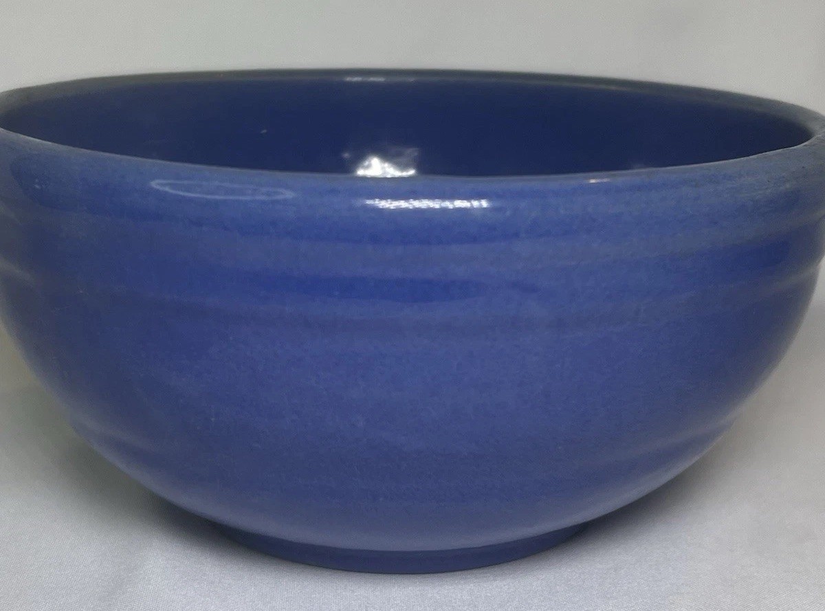 Vintage ATQ Blue Primitive Stoneware Mixing Bowl 5.75”x2.75” Ringed Vintage ATQ Blue Primitive Stoneware Mixing Bowl 5.75”x2.75” Ringed