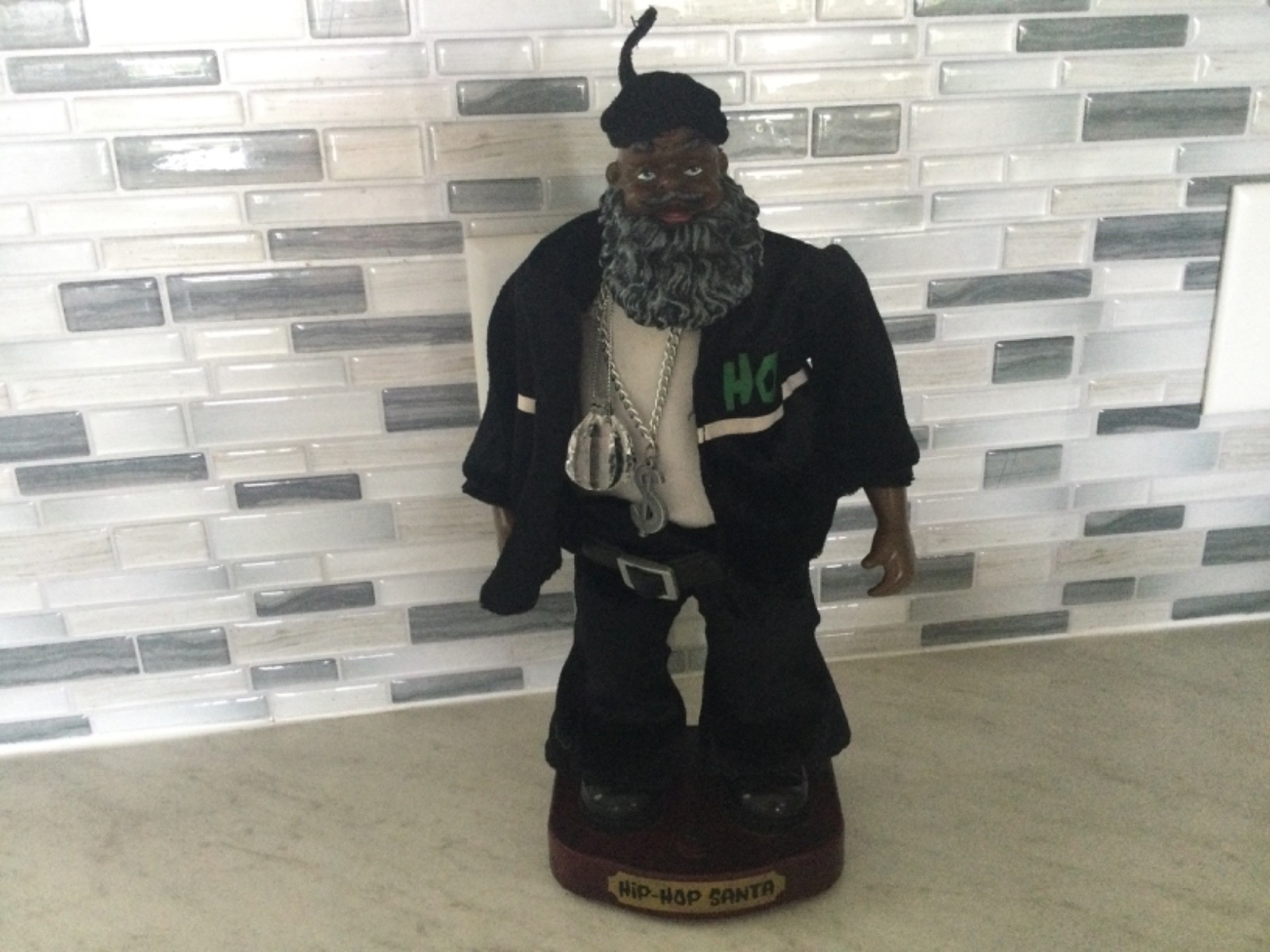 VINTAGE HIP HOP SANTA CLAUS THEME FIGURE ( NEEDS REPAIR NOT WORKING)