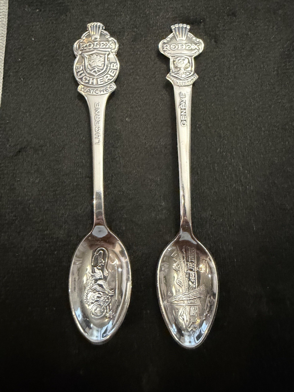 Vtg Rolex Bucherer of Switzerland Souvenir Silver Plated Spoon Geneve & Lucerne