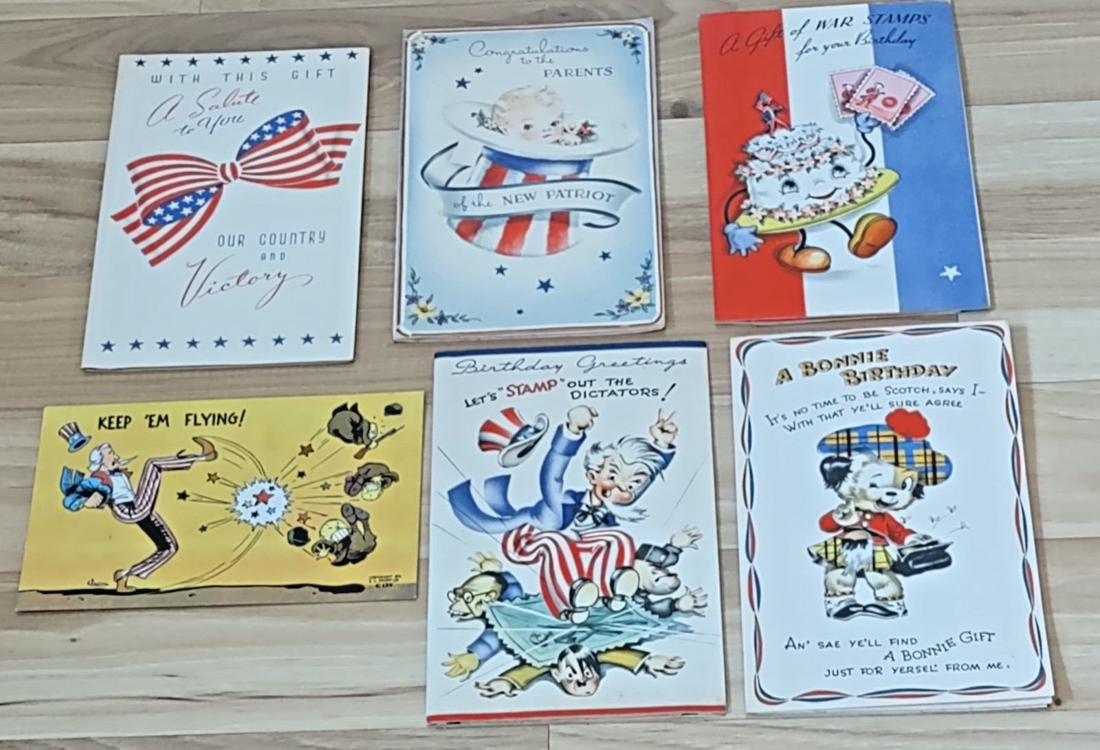 World War 2 Lot War Bonds Birthday Cards 5 Unused Very Rare & Postcard Not Used
